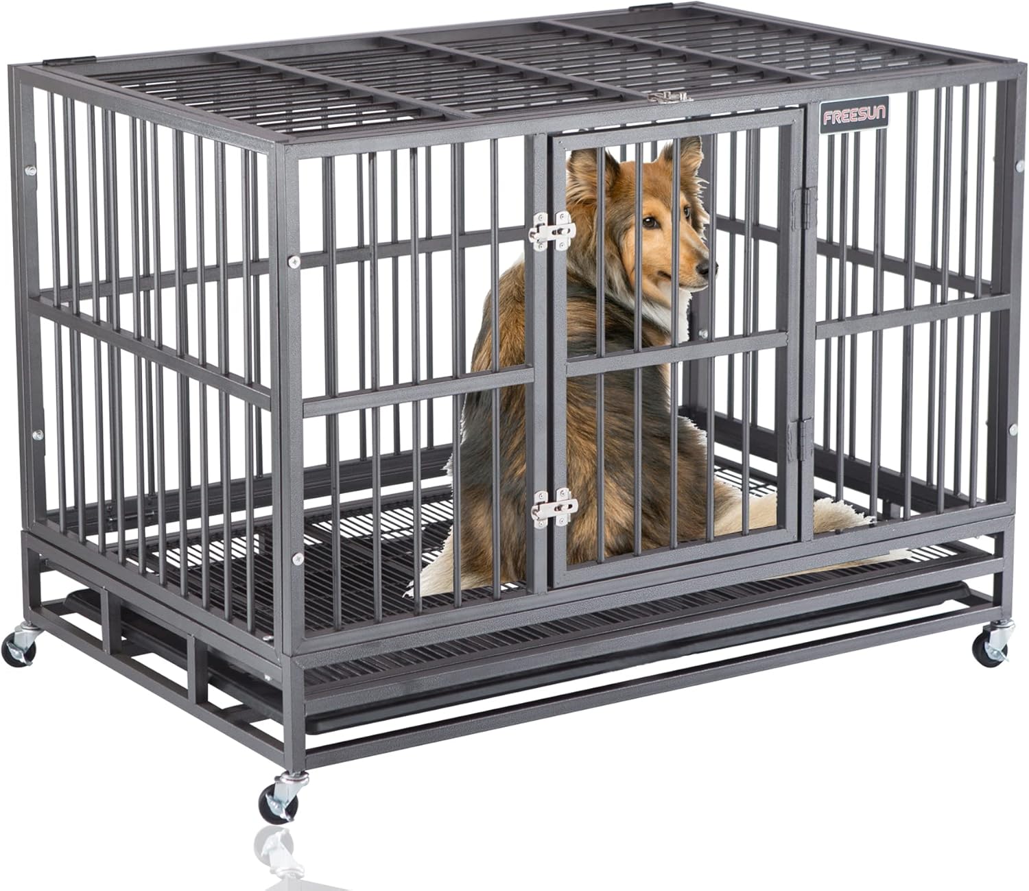 46 Inch Heavy Duty Indestructible Dog Crate Cage Kennel