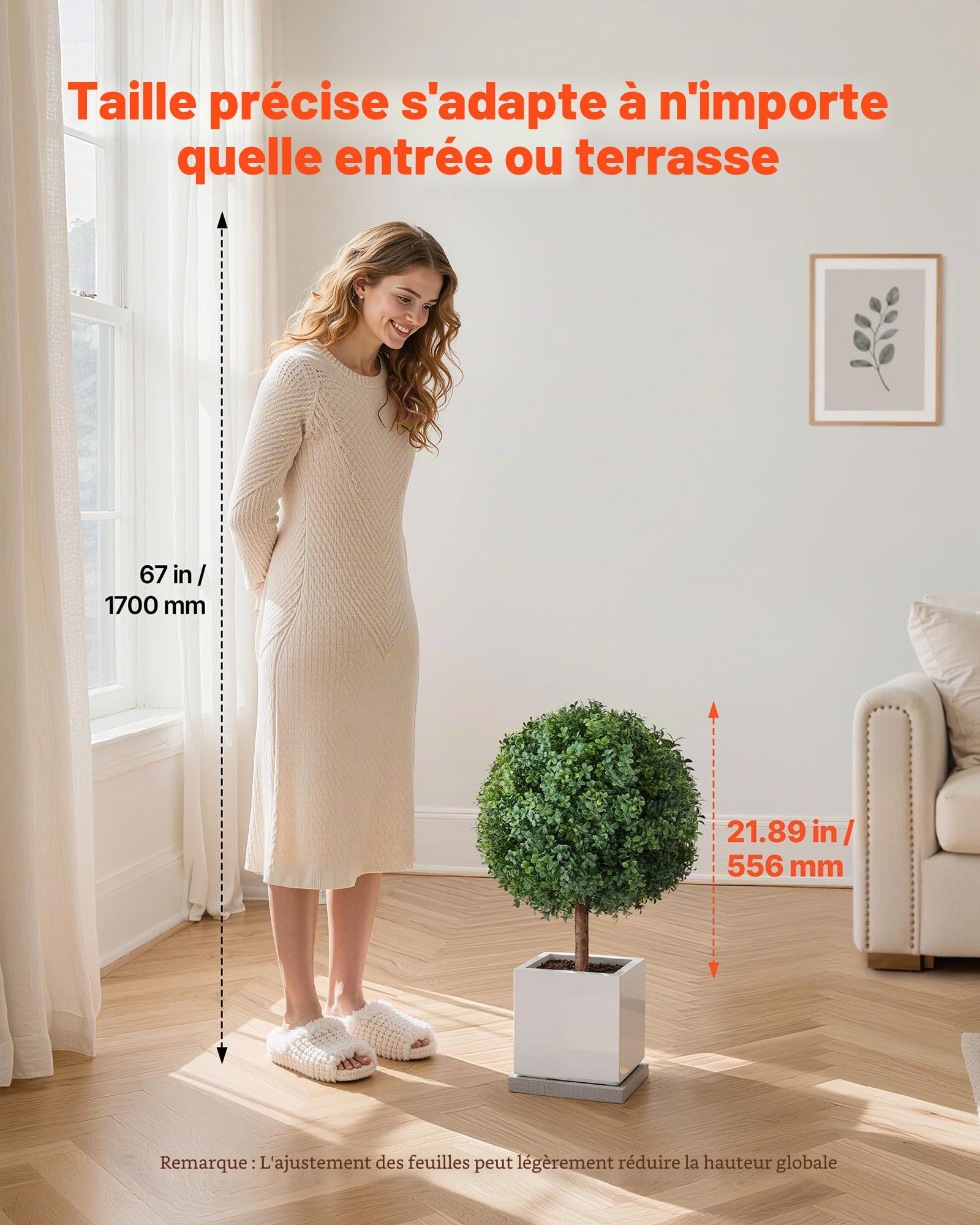 VEVOR Boule Buis Topiaire Artificiel Extérieur avec Piquet, 686 mm, Lot de 2, Fausses Plantes, Faux Arbustes Buissons pour Décoration Extérieur Intérieur, Porche, Patio, Jardin, Balcon, Arrière-Cour