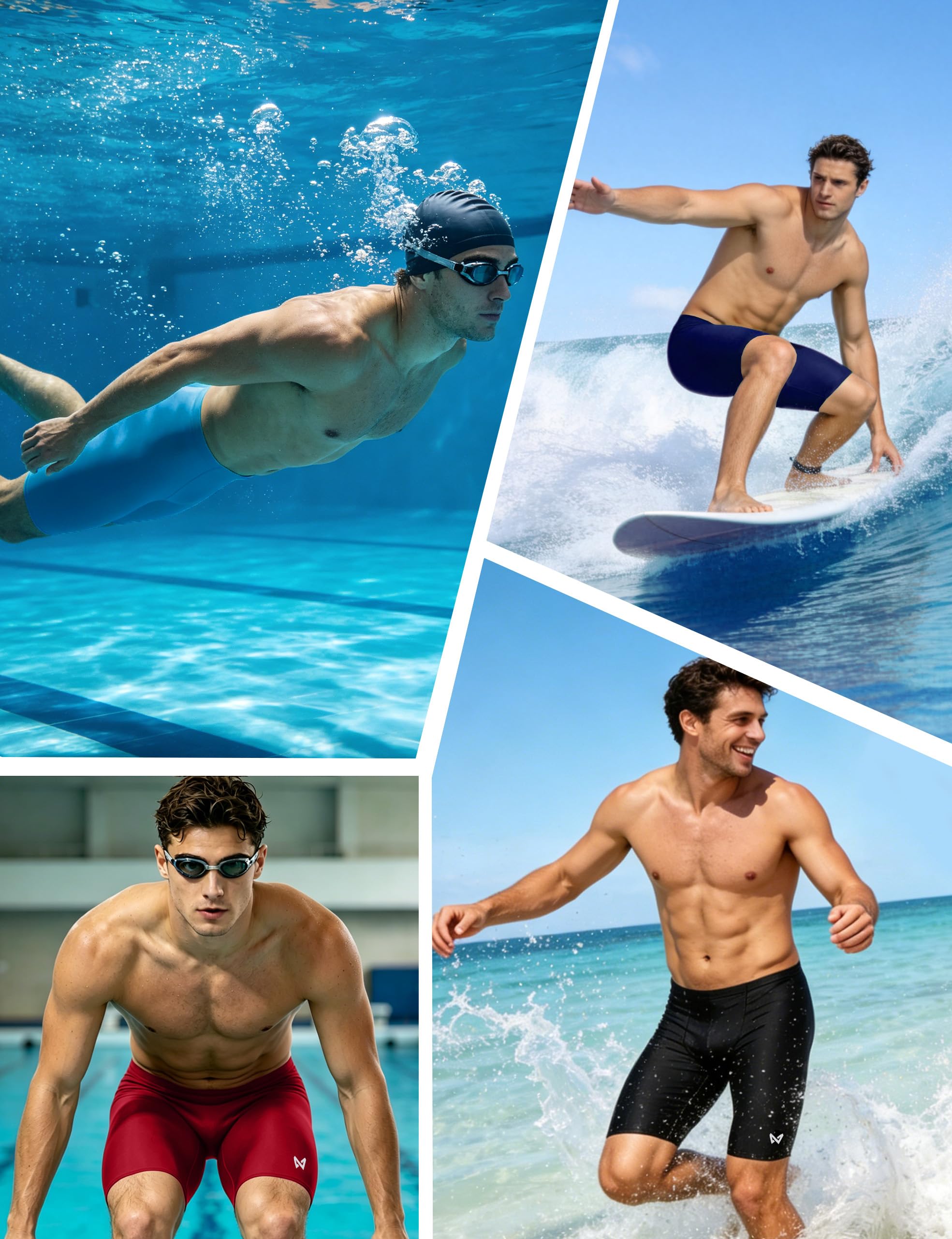 Herren Schwimmhose Jammer, chlorresistente und gefütterte Badehose, Wettkampf-Schwimmshorts mit Kordelzug, UPF 50+