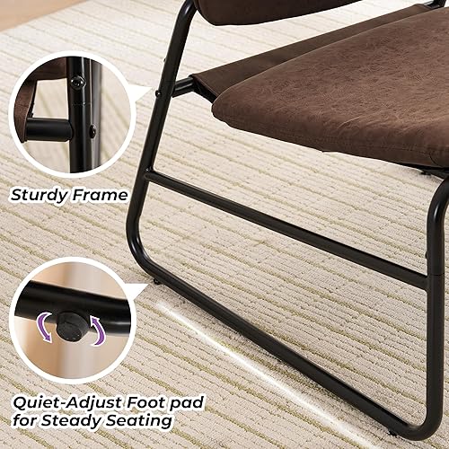 Miniatura 9 de DAICO Silla decorativa moderna, cómoda silla de sala de estar, sillas decorativas sin brazos, sillas laterales tapizadas con marco de metal para