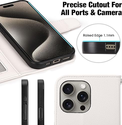 Miniatura 112 de Arae Compatible with iPhone 15 Case with Card Holder and Wrist Strap Wallet Flip Cover for iPhone 15 6.1 inch,Wine Red