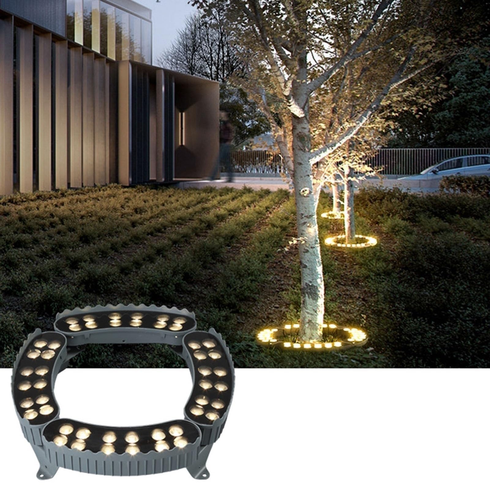 Focos LED De 12 W Para Árboles, Luz LED Circular Para Abrazar Árboles, Luz De Jardín Impermeable IP65, Luces Exteriores Corrugadas Enterradas De 24 V, Iluminación Para Jardín(White Light,6PCS(24V))
