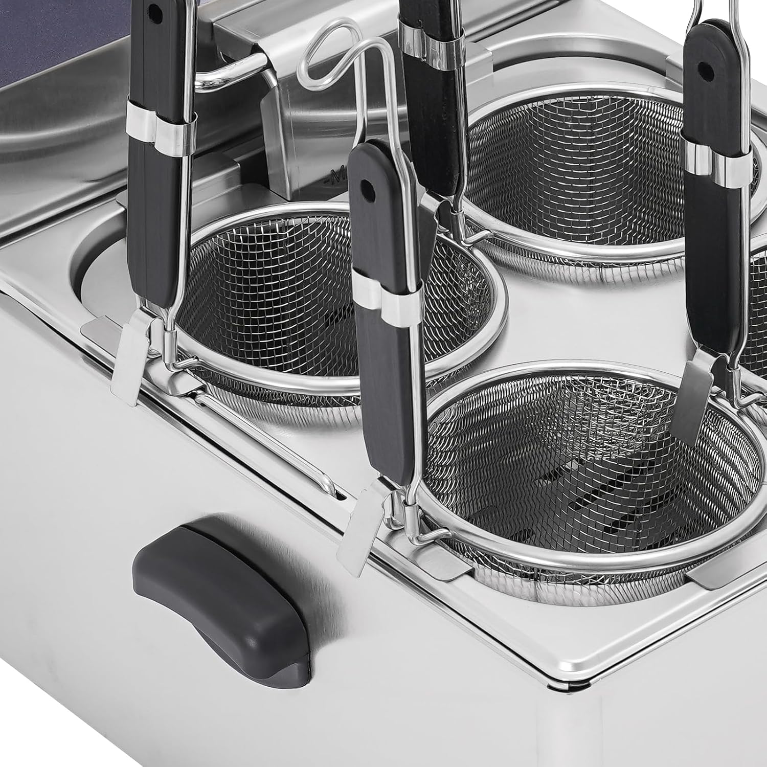 4 Holes Electric Noodles Cooking Machine 3500W Commercial Pasta Cooker Stainless Steel Electric Pasta Maker with Strainer for Pasta Noodles Dumplings Adjustable Temperature 140-392 ℉