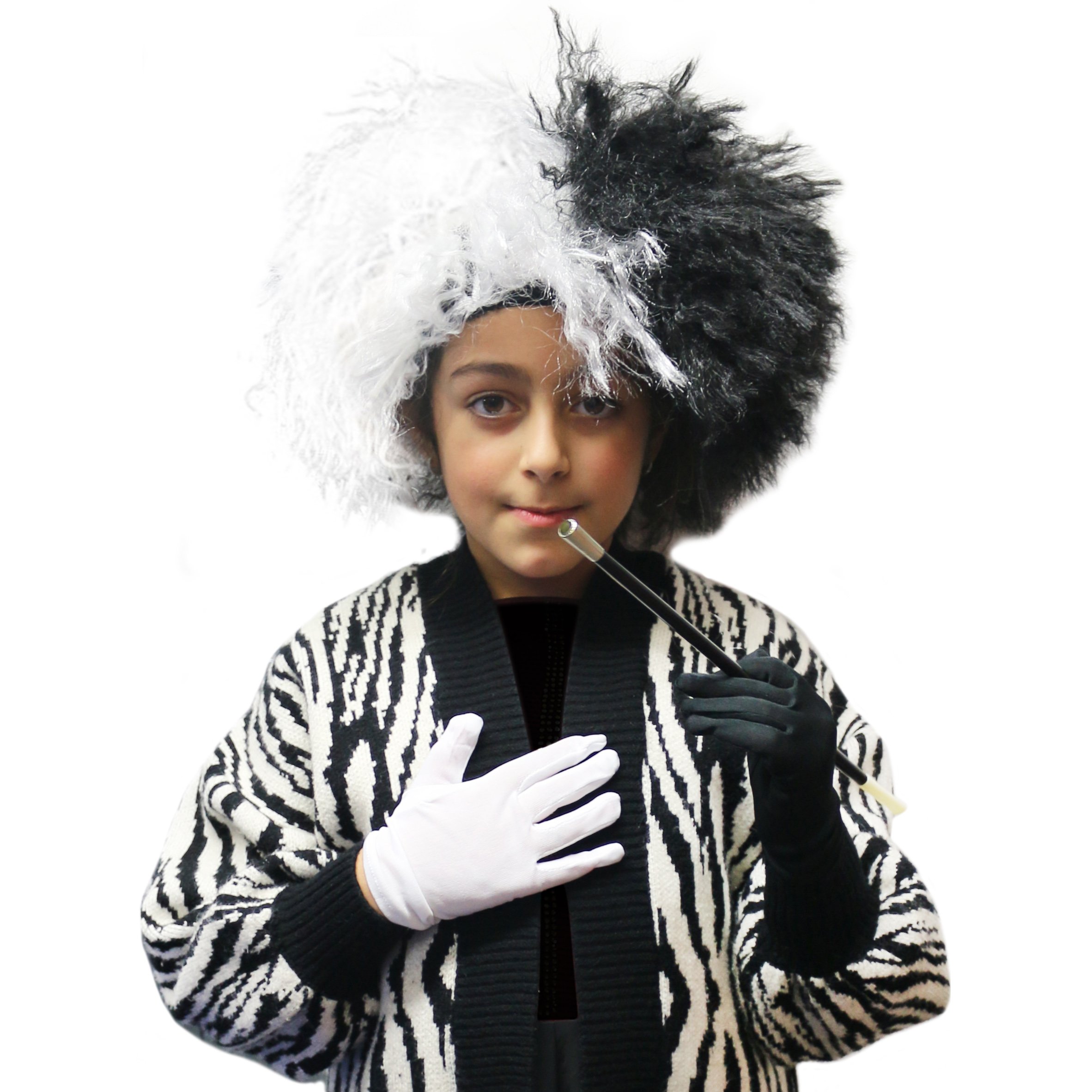 Robelli Adult Black & White Evil Dalmatian Dog Woman Fancy Dress Wig/Cigarette Holder