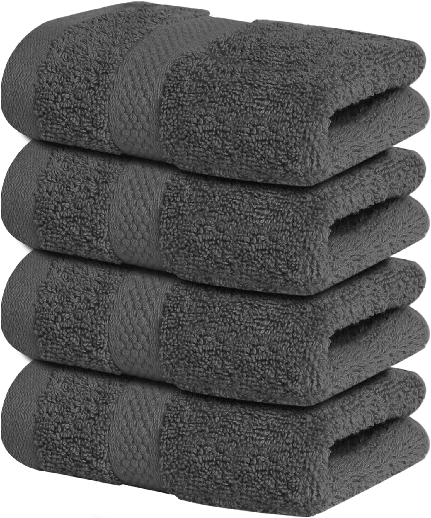 Infinitee Xclusives Premium Grey Washcloths Set – Pack of 4, 13x13 Inches 100% Cotton Wash Cloths for Your Body and Face Towels, Kitchen Dish Towels and Rags, Baby Washcloth