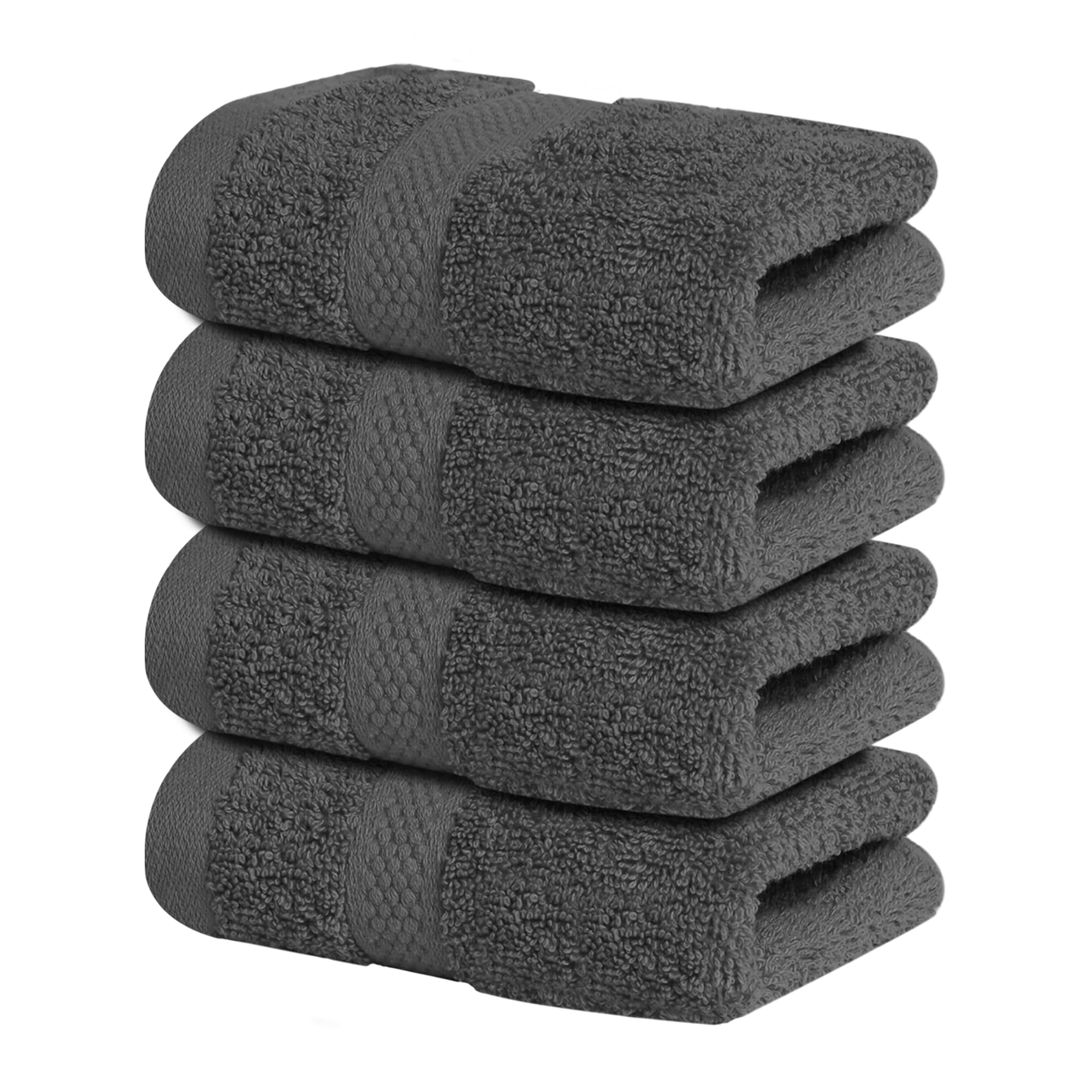 Infinitee Xclusives Premium Grey Washcloths Set – Pack of 4, 13x13 Inches 100% Cotton Wash Cloths for Your Body and Face Towels, Kitchen Dish Towels and Rags, Baby Washcloth