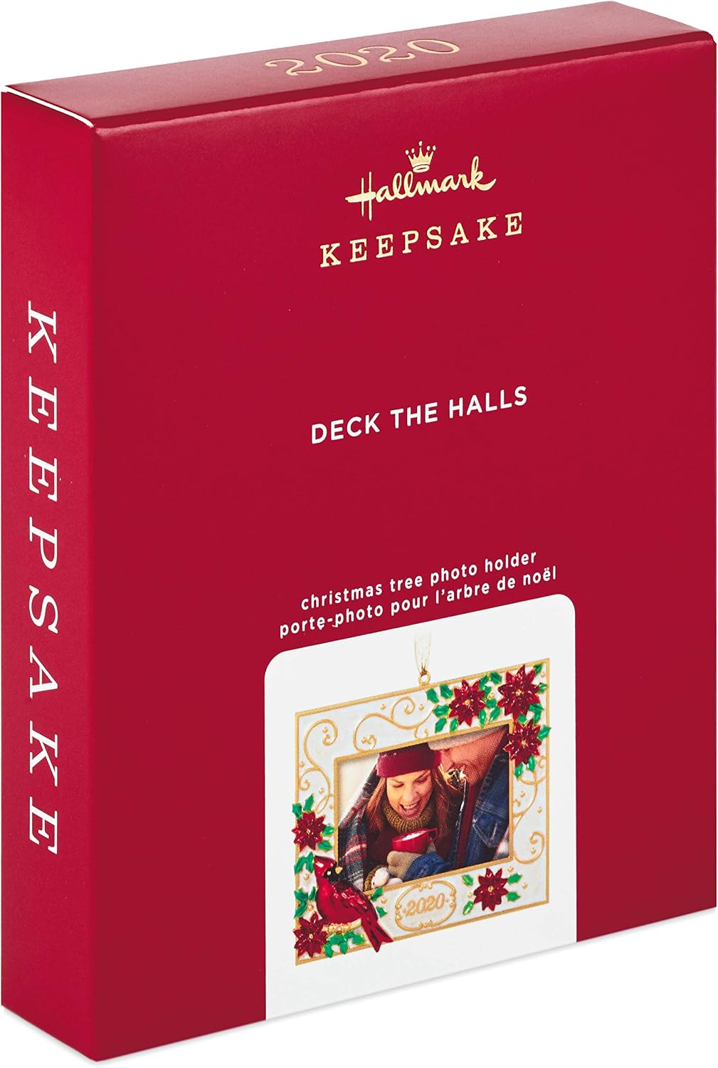 Hallmark Keepsake Christmas Ornament 2020 Year-Dated, Deck the Halls Poinsettias and Cardinal Photo Frame, Metal (1999QGO1761)
