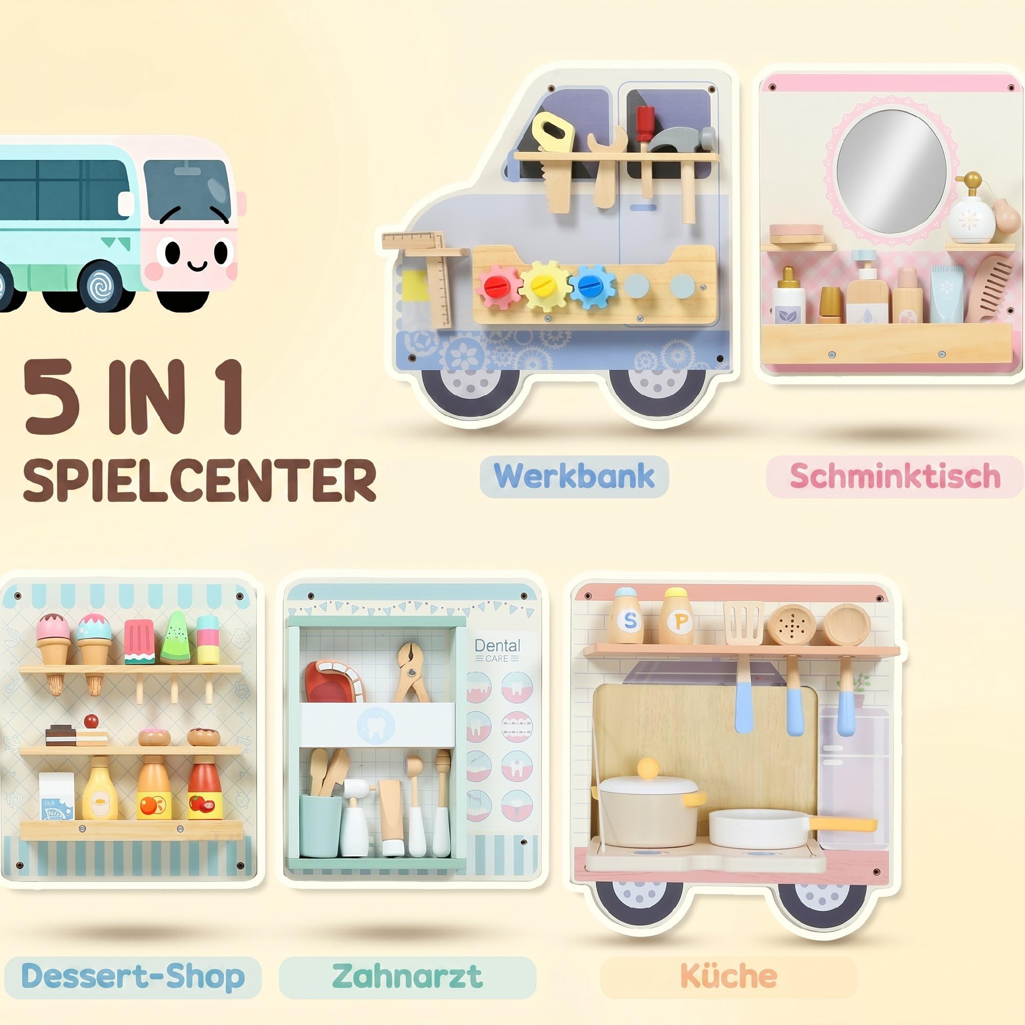 AIYAPLAY Montessori Aktivitätswand Busy Board im Truck-Design ab 3 Jahre | Sensorisches Spielzeug, Activity Board, Beschäftigungsbrett, Lernaktivitätszentrum, Wandspielzeug, Geschenk für Jungen