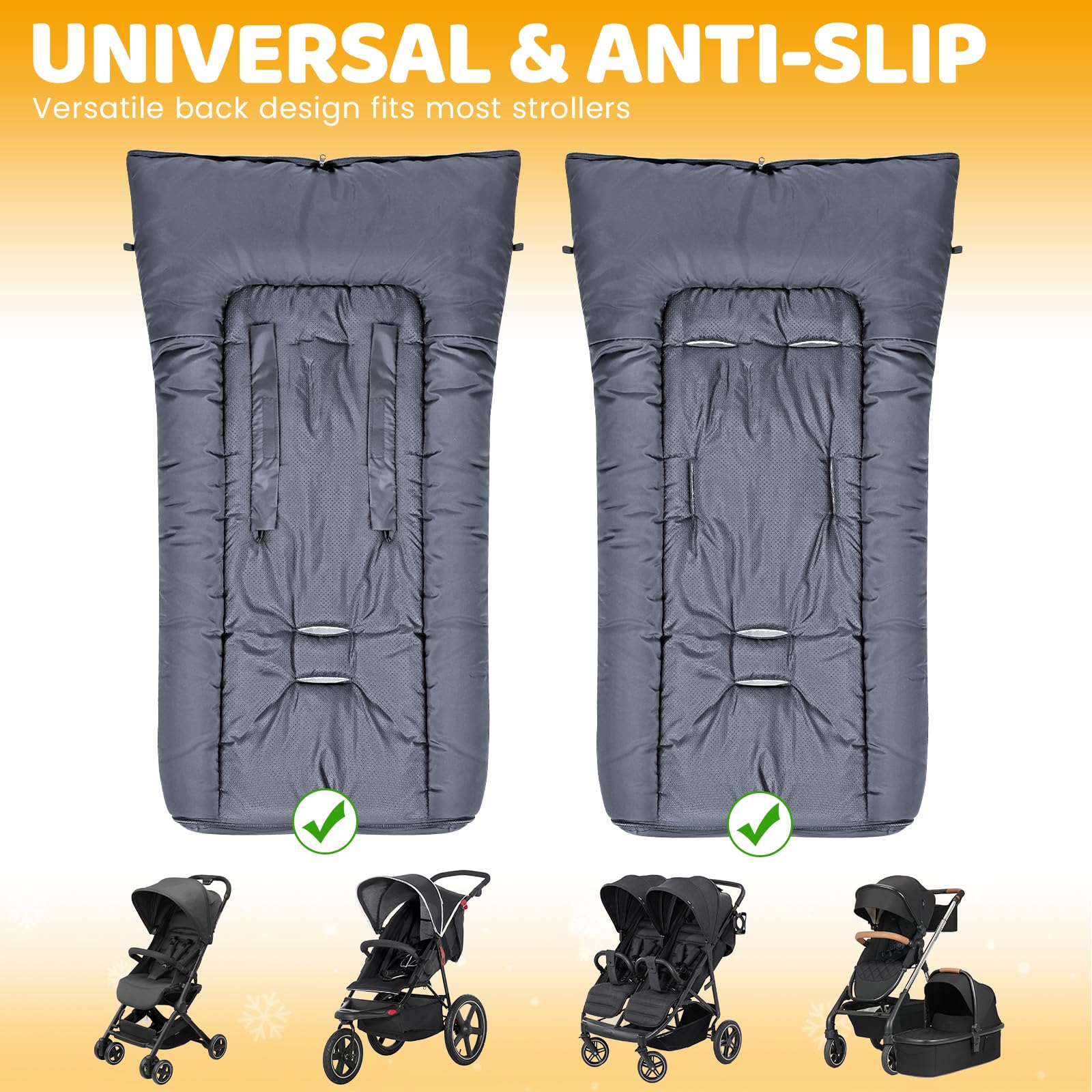 Ivywind Sacco Passeggino Universale, Impermeabile Sacco Invernale Passeggino con Cerniera Regolabile, Inverno Coprigambe Passeggino Universale, Lavabile e Staccabile, Caldo, Grigio
