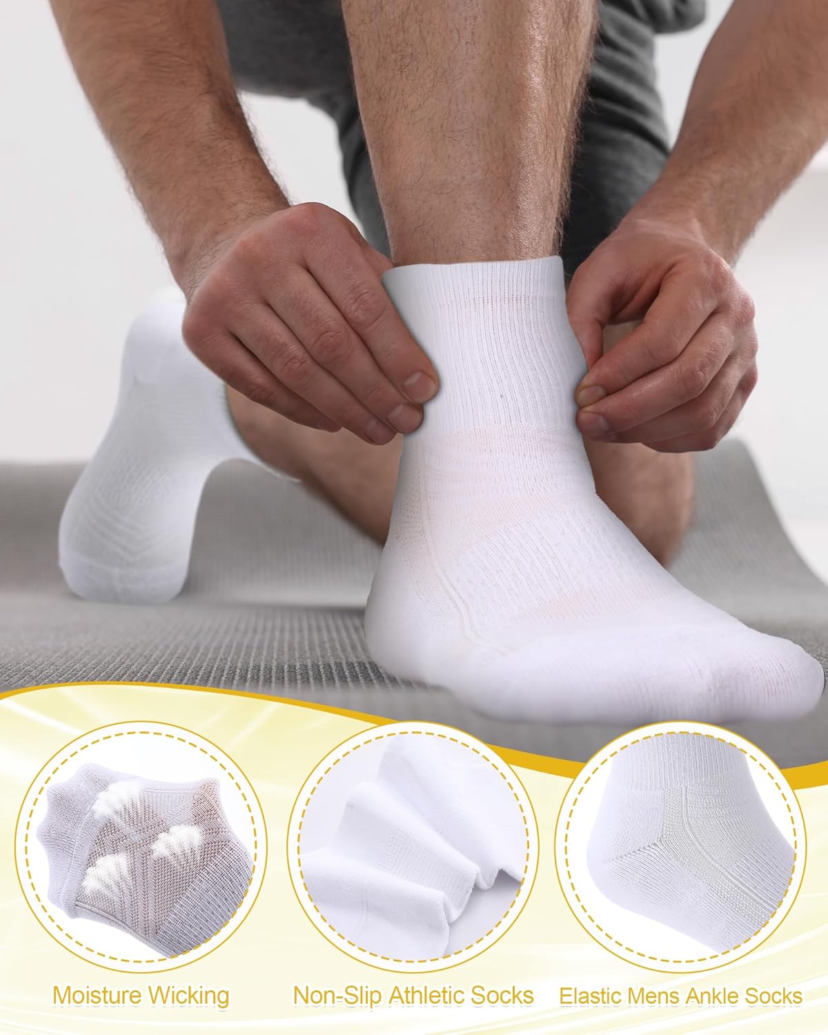 30 Pack Cotton Men Athletic Ankle Socks Bulk Moisture Cushioned Wicking Quarter Sports Socks for Men Women - Image 3