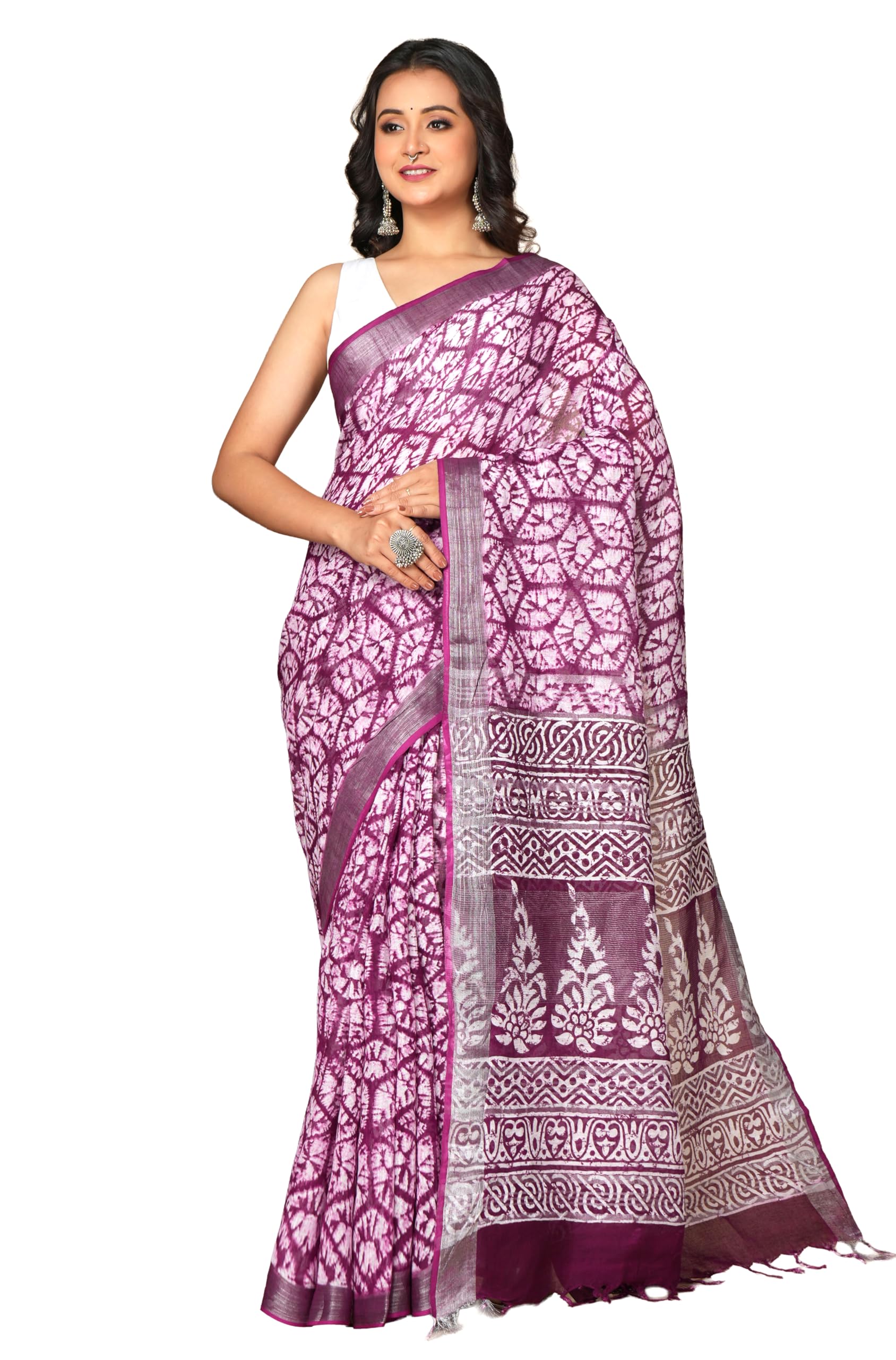Premium Cotton Blend Handloom Saree with Unstitched Blouse | Soft, Lightweight, Handmade Bengal Weave | Elegant for all Occasion Wear (Multiple Colours)-image-11