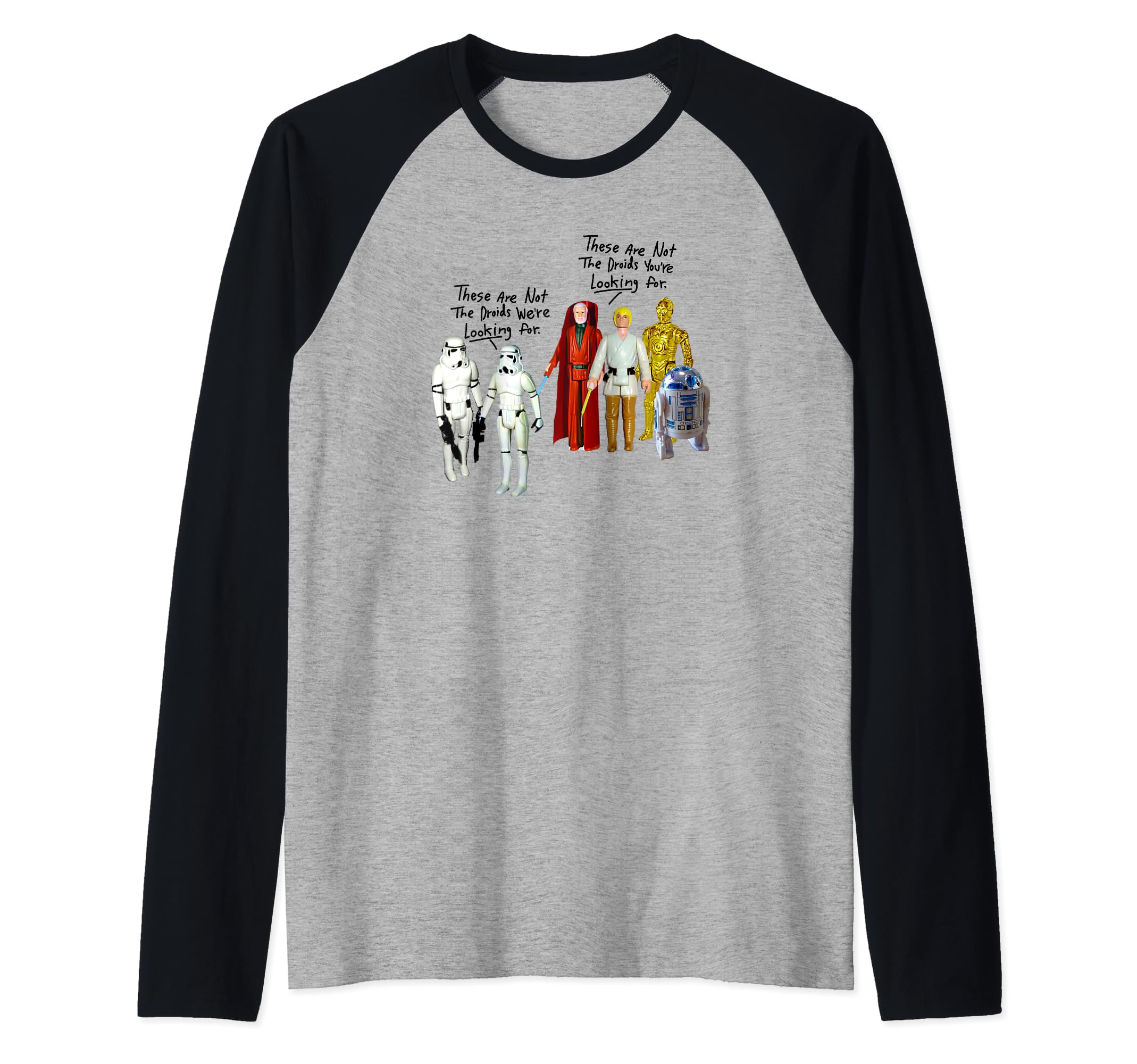 Star Wars These Aren't The Action Figures C1 Raglan Baseball Tee, Black