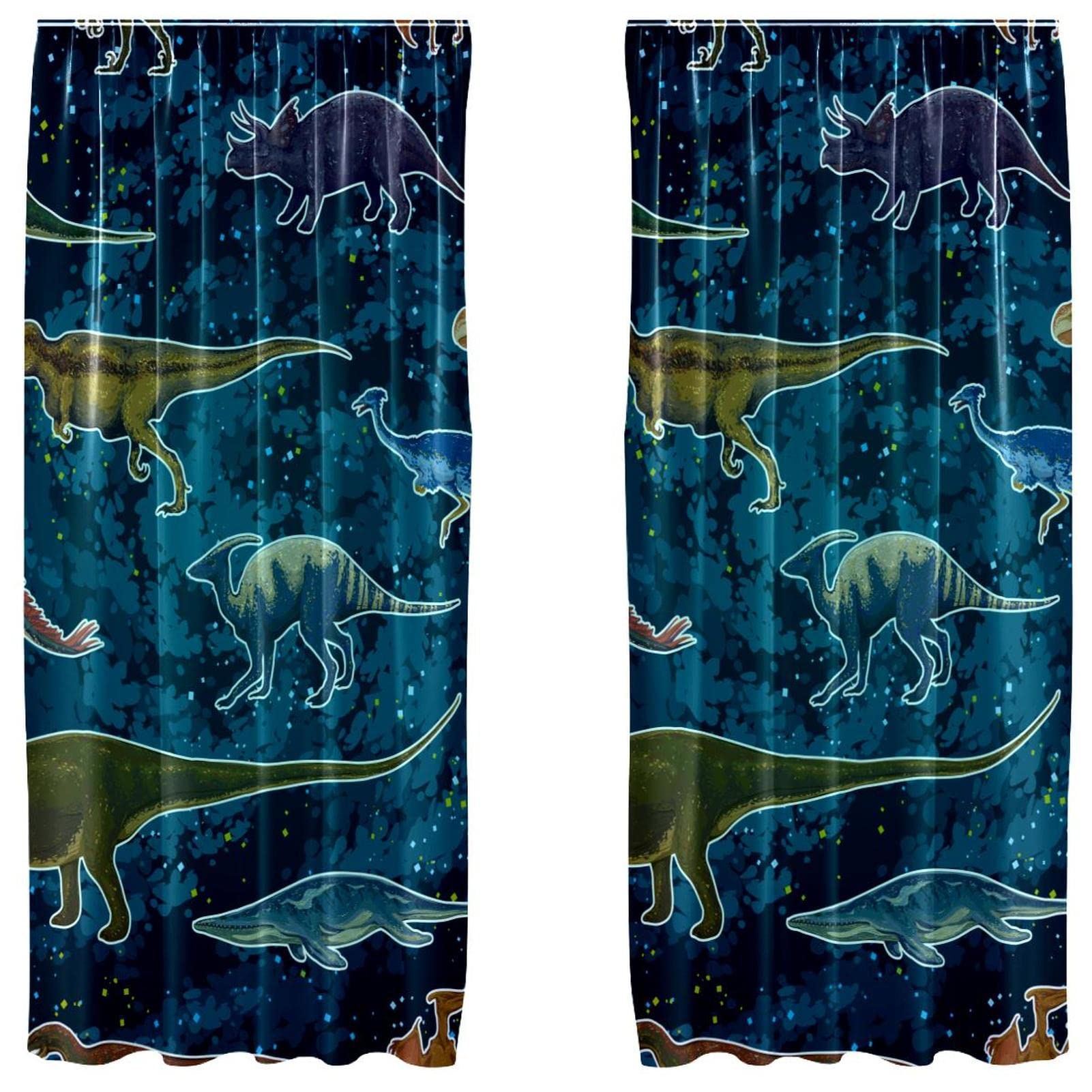 Cortinas para ventana de dormitorio y sala de estar de dinosaurio galaxia, 55 x 84 pulgadas