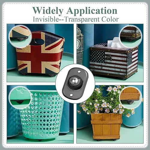 Miniatura 6 de Honoson - 8 ruedas giratorias autoadhesivas para electrodomésticos, deslizadores, universales, giratorias de 360, para cocina pequeña (negro