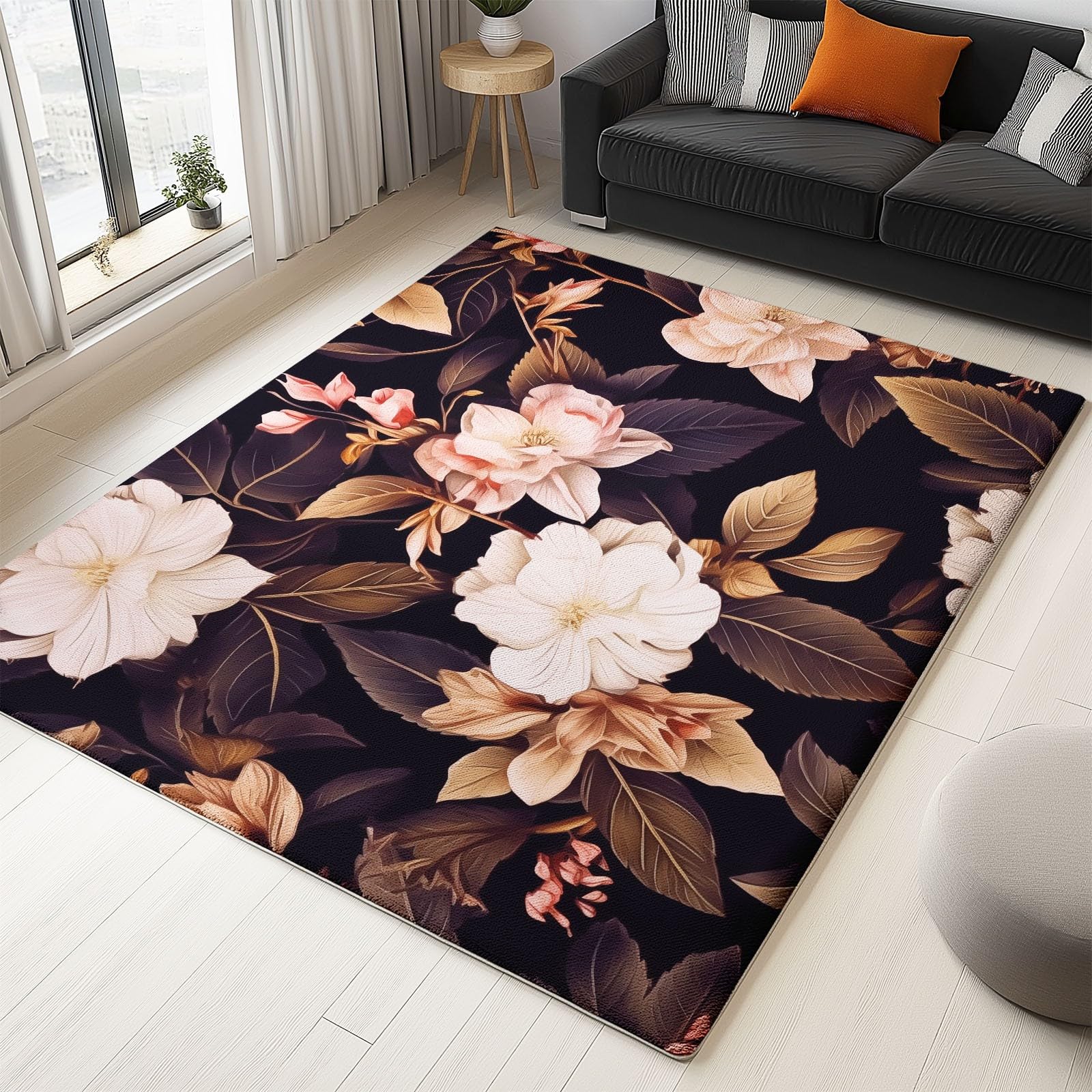 Amazon.com: Gold Leaves Living Room Carpet 5 x 8 ft Machine