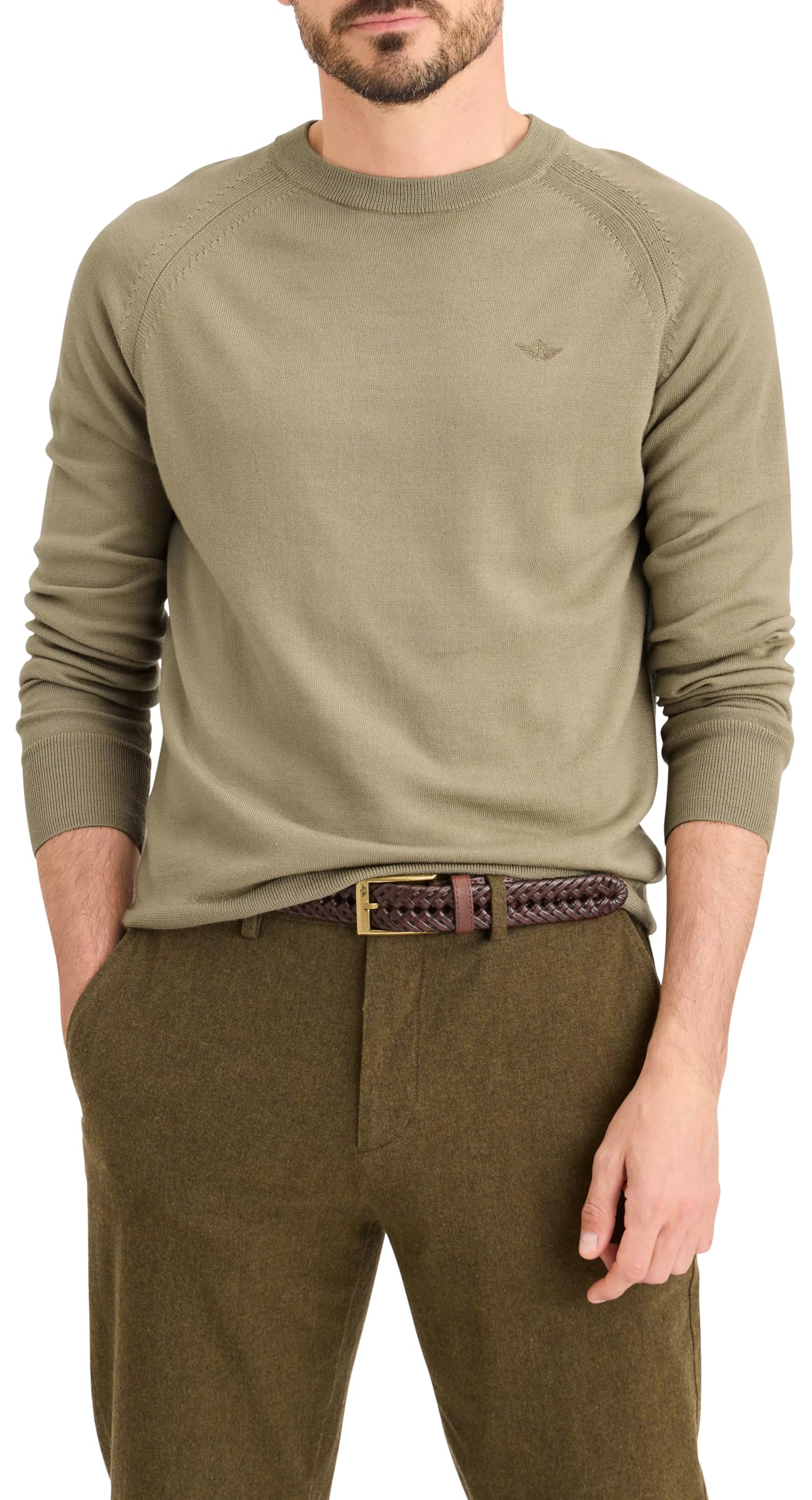 Dockers Herren Crewneck Sweater Wool Sweatshirt, Lemon Pepper, S