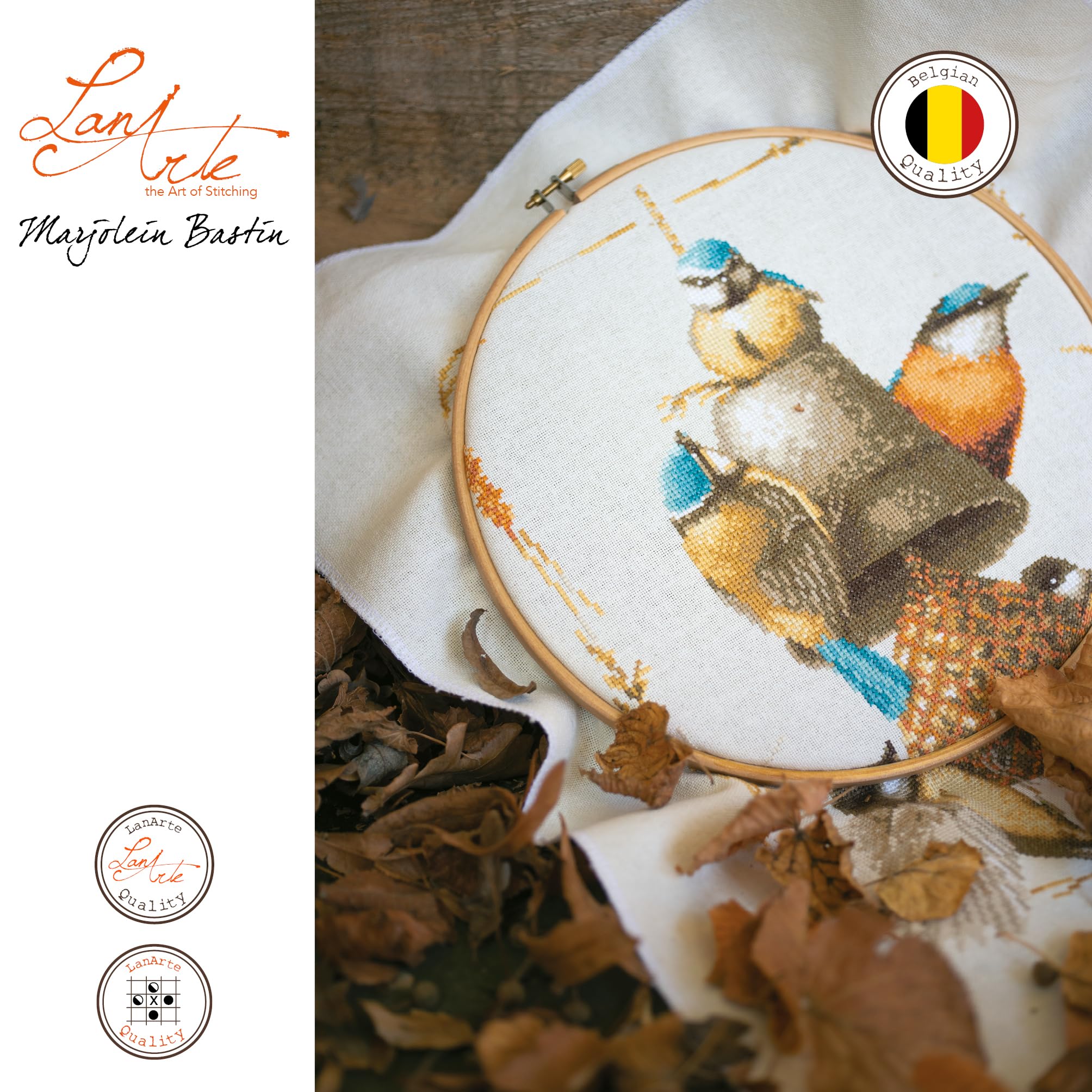 Lanarte Kreuzstich Stickpackungen Gezählter Kreuzstichbilder Set MB VOGELHÄUSCHEN Wanddekoration Handarbeit Set für Erwachsene 30 x 39 cm DIY Deko Bastelset Handwerker Kreative Geschenkset