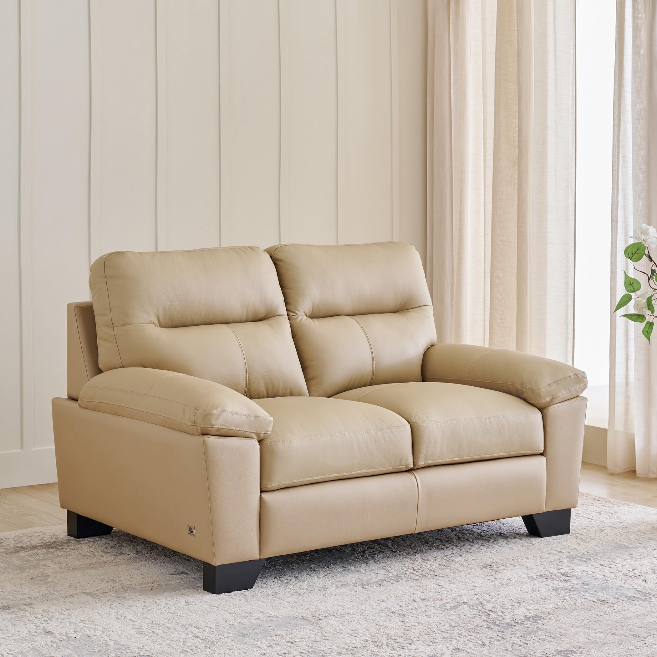 Home Centre 2 Seater Winchester Half Leather Sofa| Half Leather Sofa| (Beige) |2 Year Warranty-picture-25