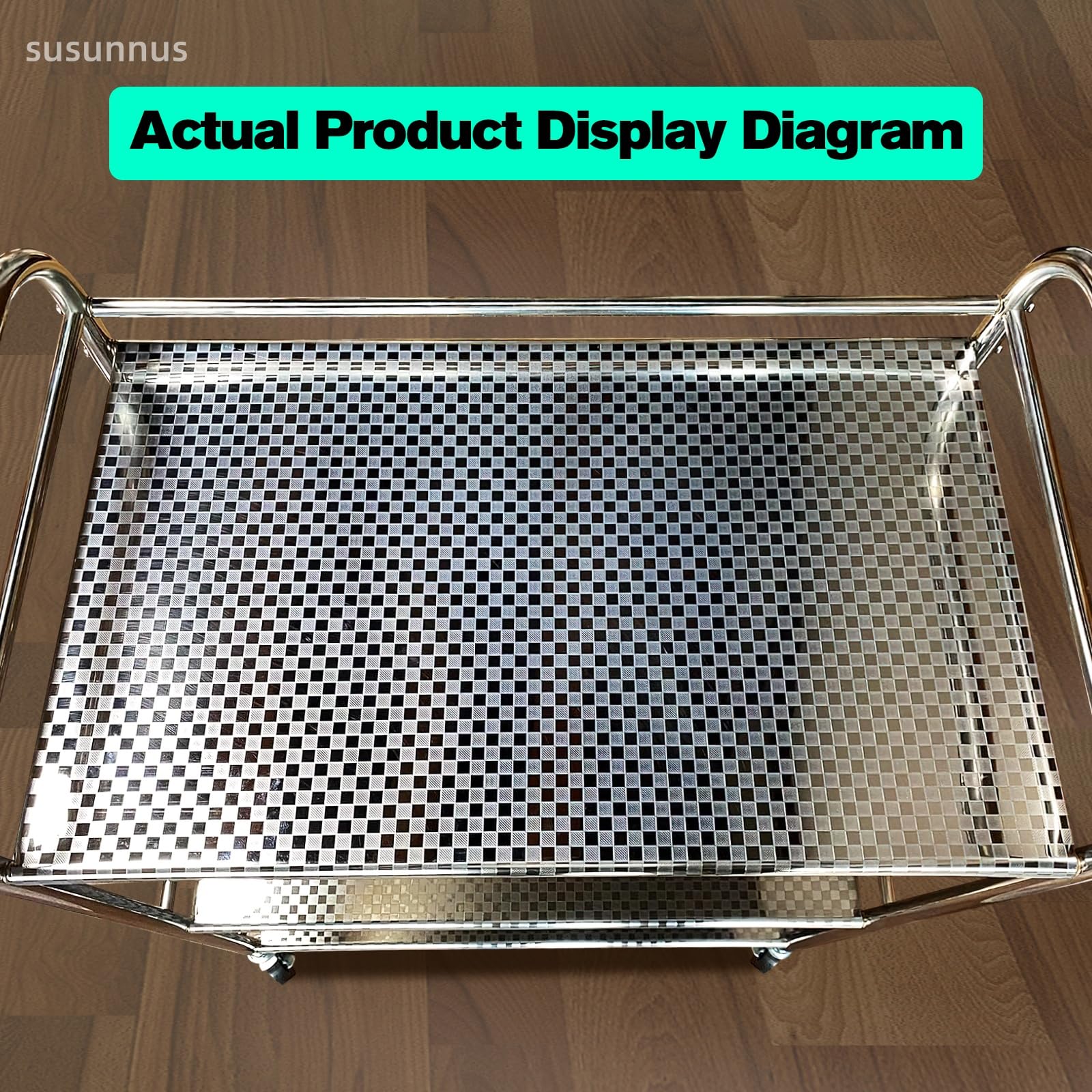 Carrello da cucina piccolo a 3 ripiani in acciaio inox con ruote e ripiani e ripiani con ruote e carrello da cucina, carrello da rotolamento, resistente