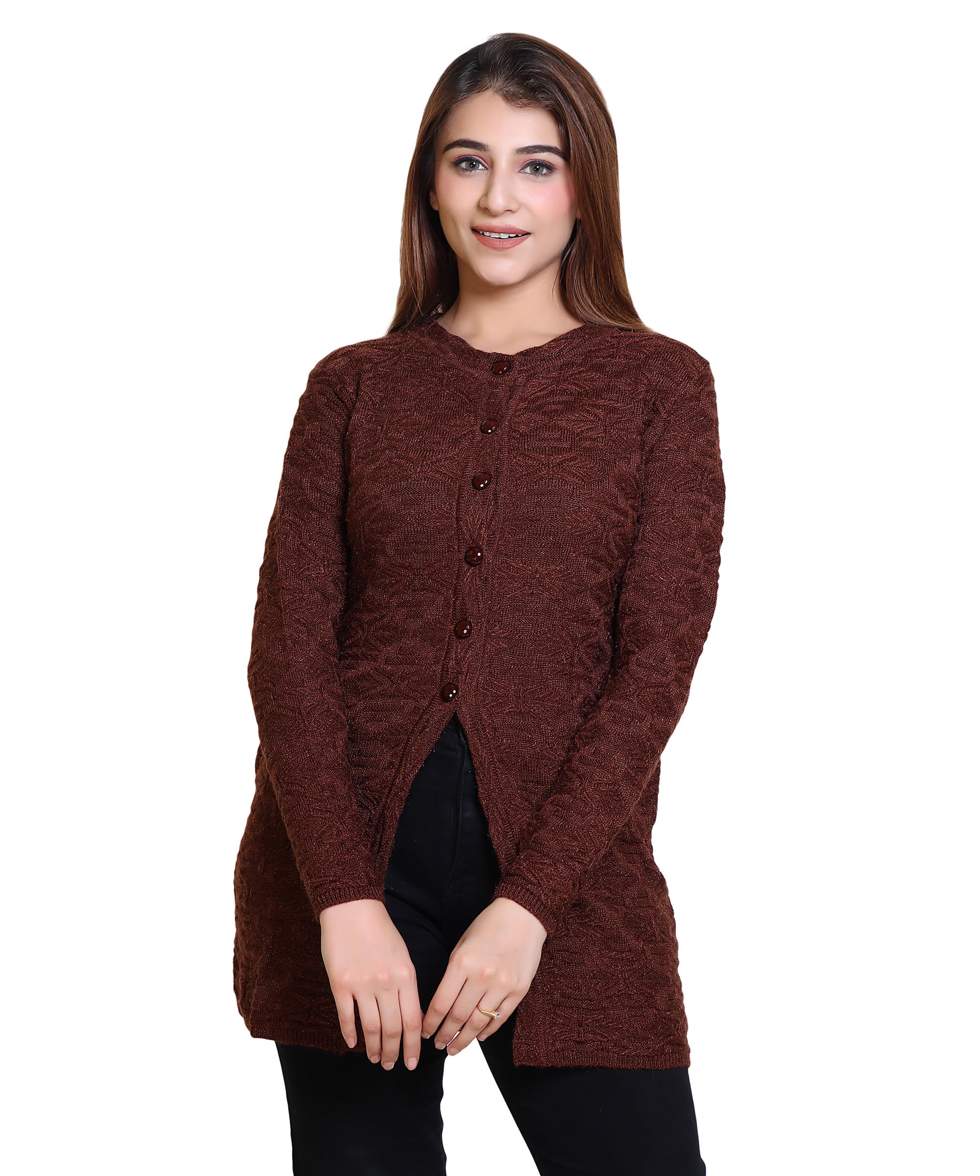 Woollen Women's Long Cardigan-image-42