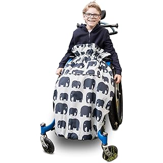 100% Waterproof Fleece-Lined Wheelchair Cozy Wheelchair Blanket / Universal fit for wheelchairs and Special Needs Buggies / Child Size (Gray Elephant)