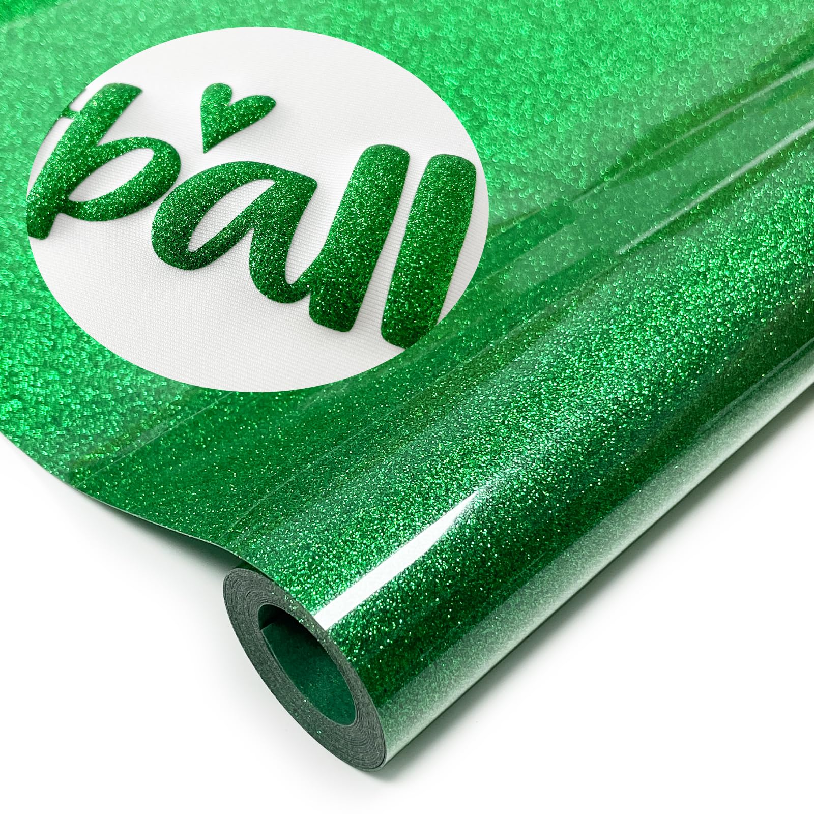 Glitter Puff Heat Transfer Vinyl (Green), 12in X 5ft Iron on Vinyl