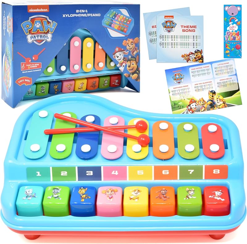 Xilófono de piano para bebé 2 en 1, juguete para niños, niños pequeños, niñas y niños, instrumento musical con teclas multicolores, teclado, partituras, dos mazos