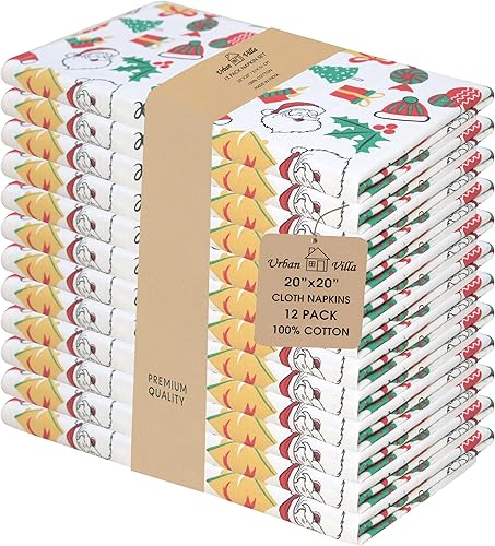 Miniatura 31 de Urban Villa - Juego de 12 servilletas de tela de 50 x 50 centímetros 100% algodón, servilletas lavables, duraderas, reutilizables y absorbentes
