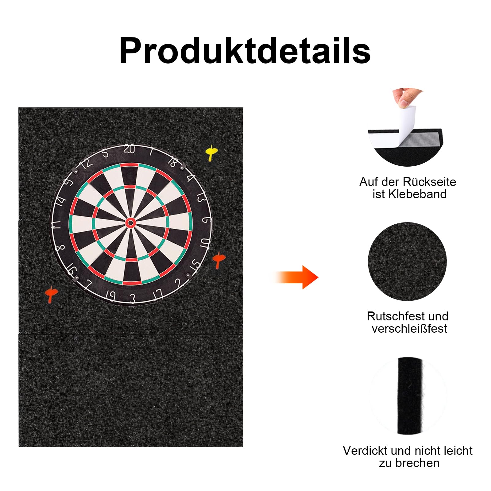 Dartboard Wandschutz 90x60 cm,Wandumrandung für Dartboard,Filz Dartscheibe Wandschutz Selbstklebend Dartboard-Schutz,für Dart Zubehör und Kork Rückseite