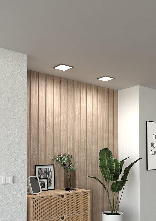 Eglo EGLO LED inbouwspot Fueva 5, L x B 21,6 cm, spot van staal met kunststof lichtoppervlak, vlakke inbouw lamp in nikkel mat en wit, inbouwdiepte 26 mm, plafondlamp neutraal wit photo 2