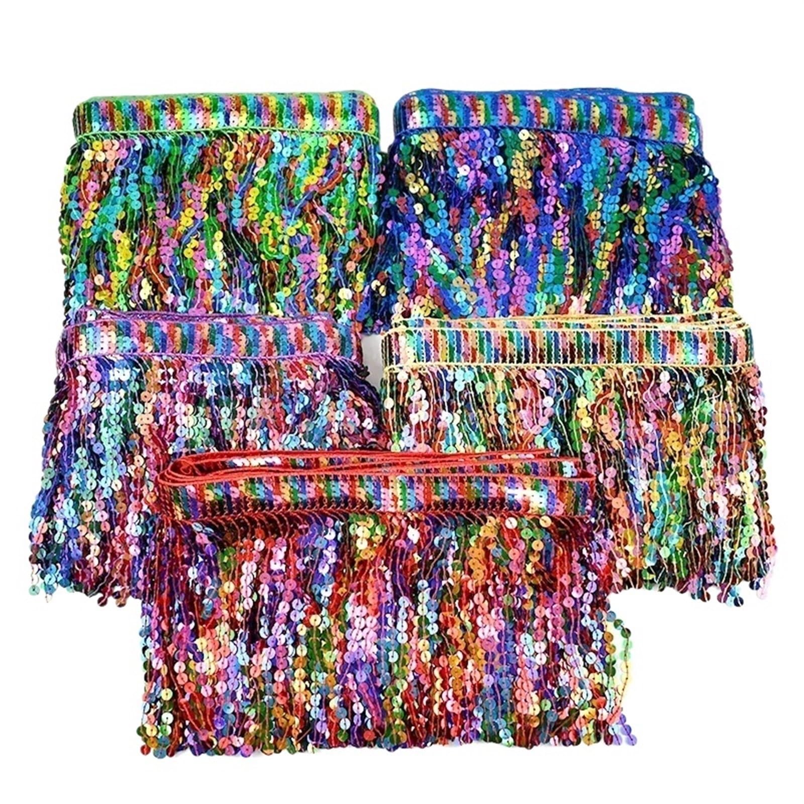 Fransenborte 1/2/3/5 Yards 16 cm bestickte Quaste Fransen Pailletten Spitzenbesatz Band for Latin Dance Kleidung Rock Besatz Zubehör