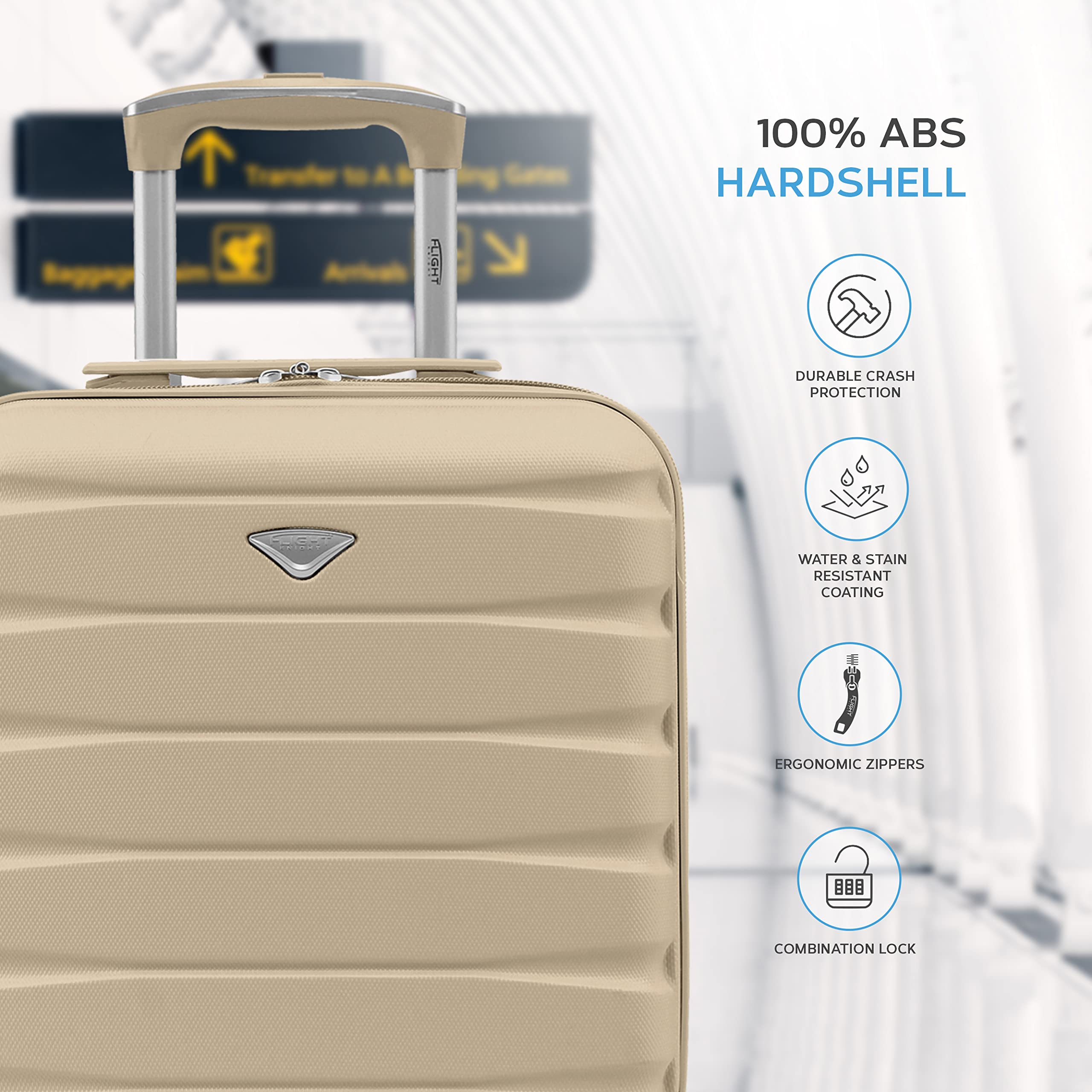 Flight Knight EasyJet Cabin Bag 45x36x20, Underseat, Lightweight Small Durable 4 Wheel Cabin Suitcase, Maximum Carry-On Size, ABS Hard Shell, 10kg Hand Luggage Bag- 45 x 36 x 20 cm Travel Bag