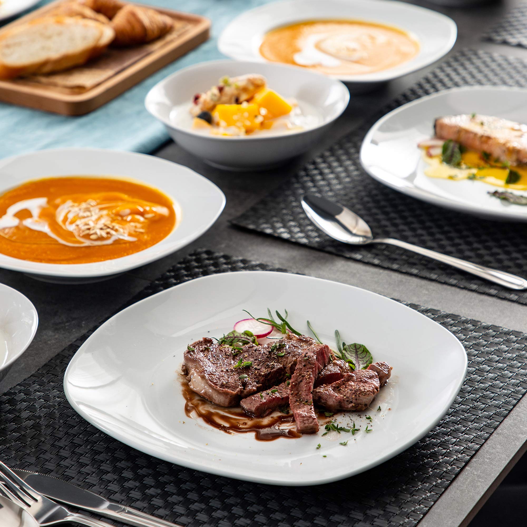 Buy MALACASA Dinner Sets, 24Piece Ivory White Porcelain Plates and