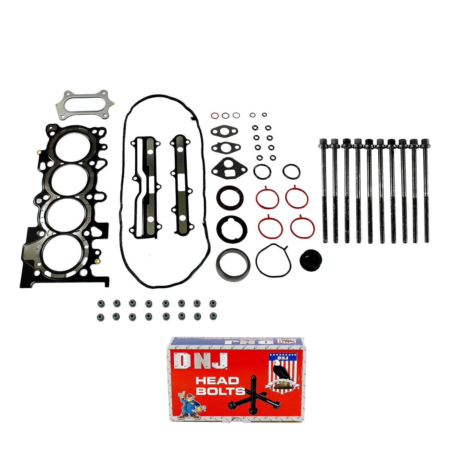 DNJ HGB243 Cylinder Head Gasket Set with Head Bolt Kit for 2009-2016 Honda CR-Z Fit 1.5L L4 16V SOHC 1497cc