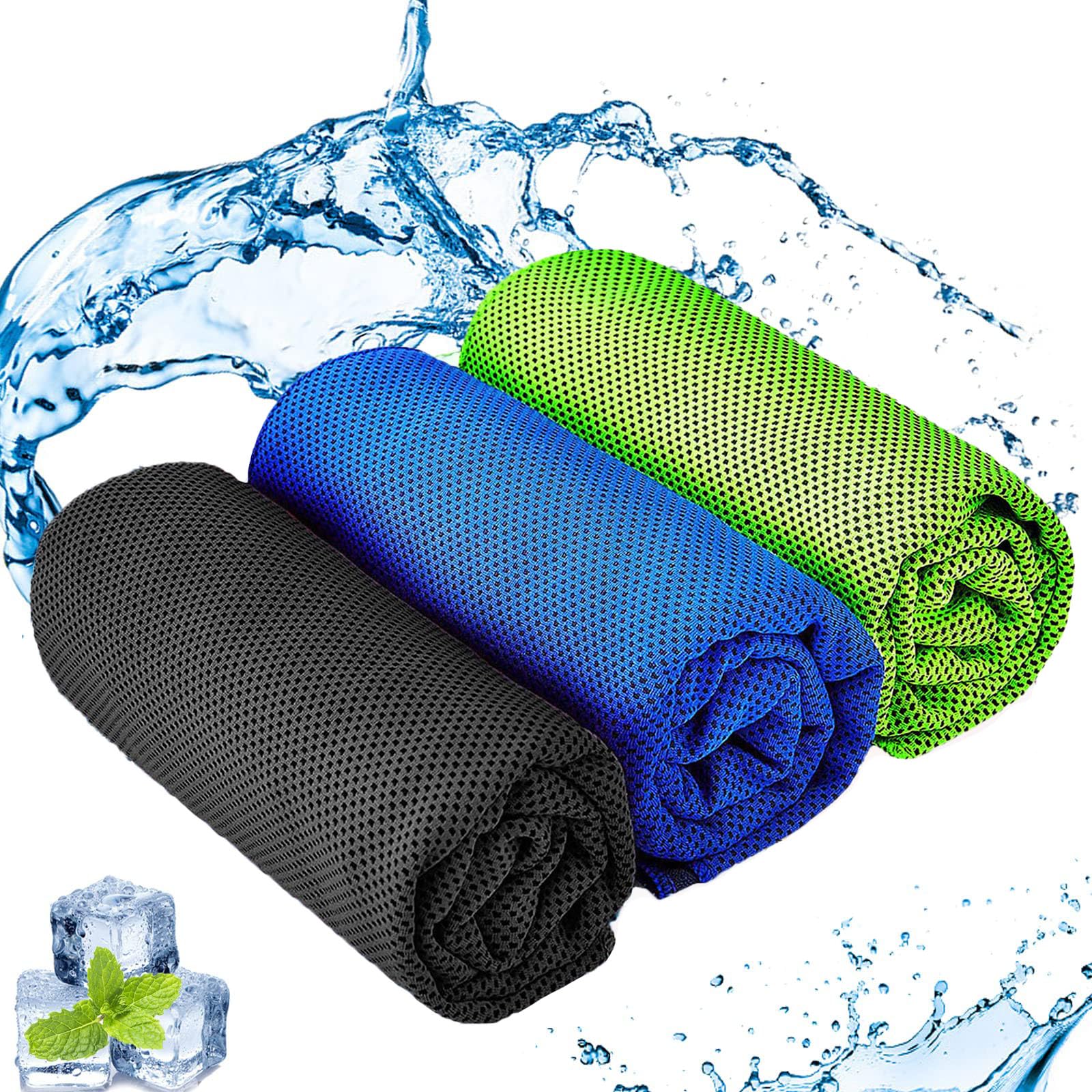 Annizhty Cooling Towel, 3 PCS Instant Cooling Towels for Neck, Quick Dry Ice Towel Soft Breathable Gym Towel Microfibre Sweat Towel for Sports Gym Yoga Camping Running Fitness Workout (40" x 12")