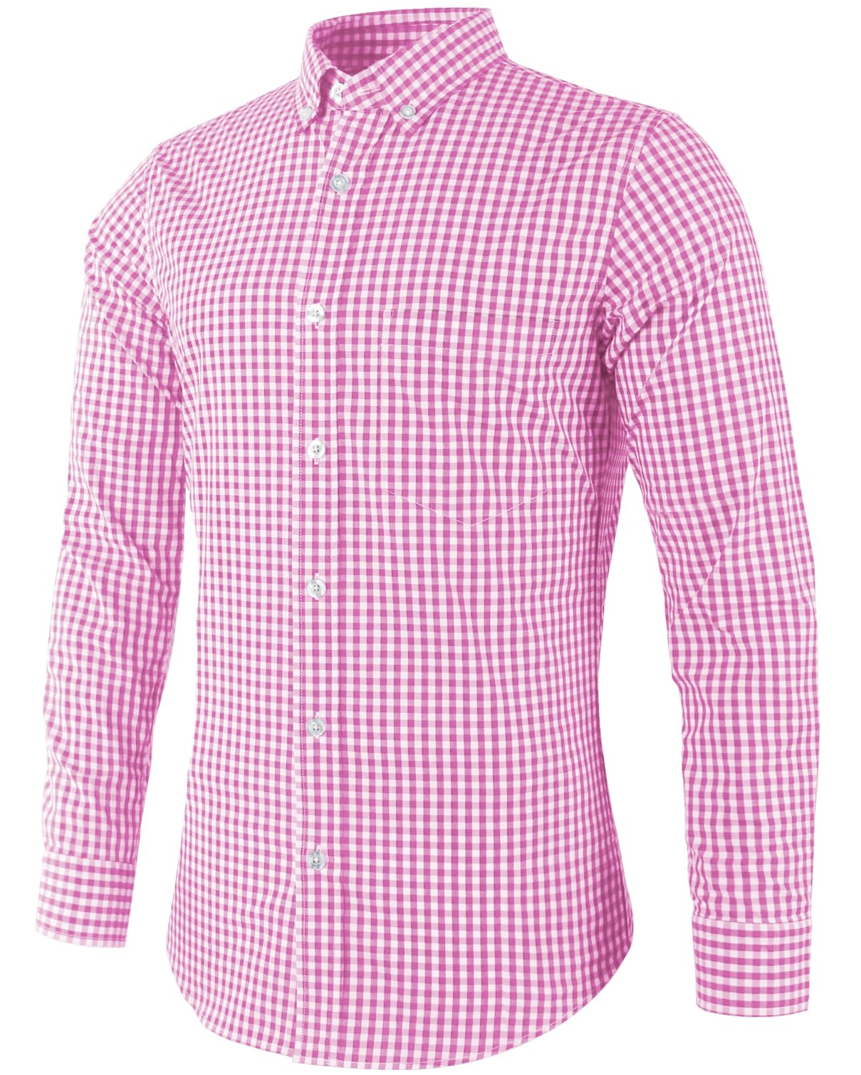 Men's Plaid Casual Slim Fit Long Sleeve Button Down Dress Shirts