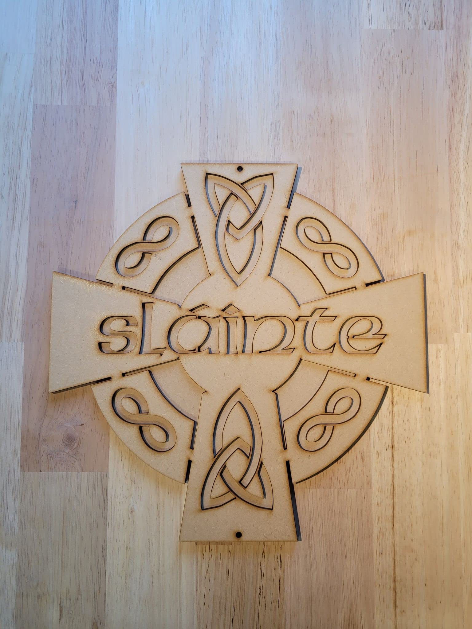 Large Wooden Slainte Irish Bar Sign Wall Door Hanging Cheers Plaque - 6 mm MDFReady to paint (40cm)