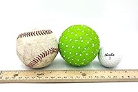 Vista 2 de Whimsical - Juego de 6 bolas decorativas envueltas en tela, color verde lima, rojo y blanco de 3 pulgadas, lunares, rayas y espirales, ligeras