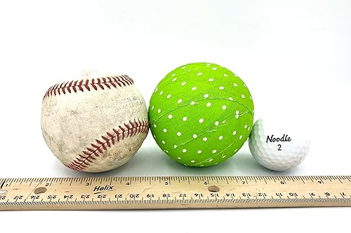 Miniatura 2 de Whimsical - Juego de 6 bolas decorativas envueltas en tela, color verde lima, rojo y blanco de 3 pulgadas, lunares, rayas y espirales, ligeras,