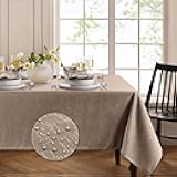 Home Fashions Continental Solid Texture Water, Stain & Wrinkle Resistant Tablecloth, 60