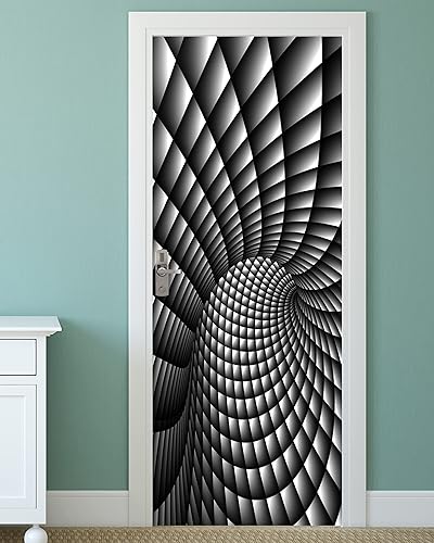 Miniatura 5 de FLFK Adhesivo mural para puerta, diseño floral retorcido moderno, negro, despegar y pegar, tamaño combinado 32 x 80 pulgadas, dividido en 2 piezas