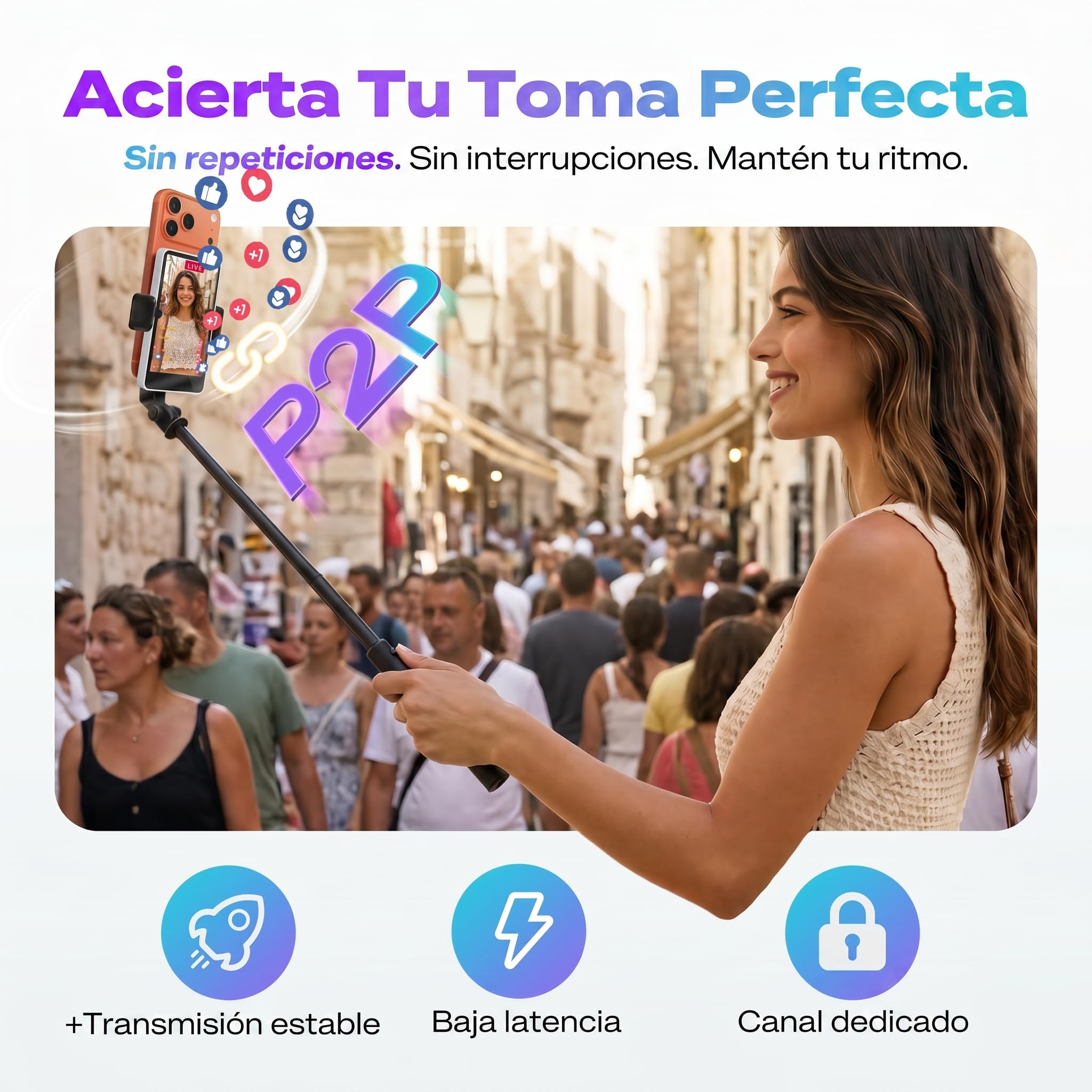 SYNCO XView Monitor para Teléfono iPhone7-17, Pantalla Magnética para Selfie Vlog Inalámbrico 50M Batería 3H, Altavoz Integrado para TikTok Youtube (Blanco)