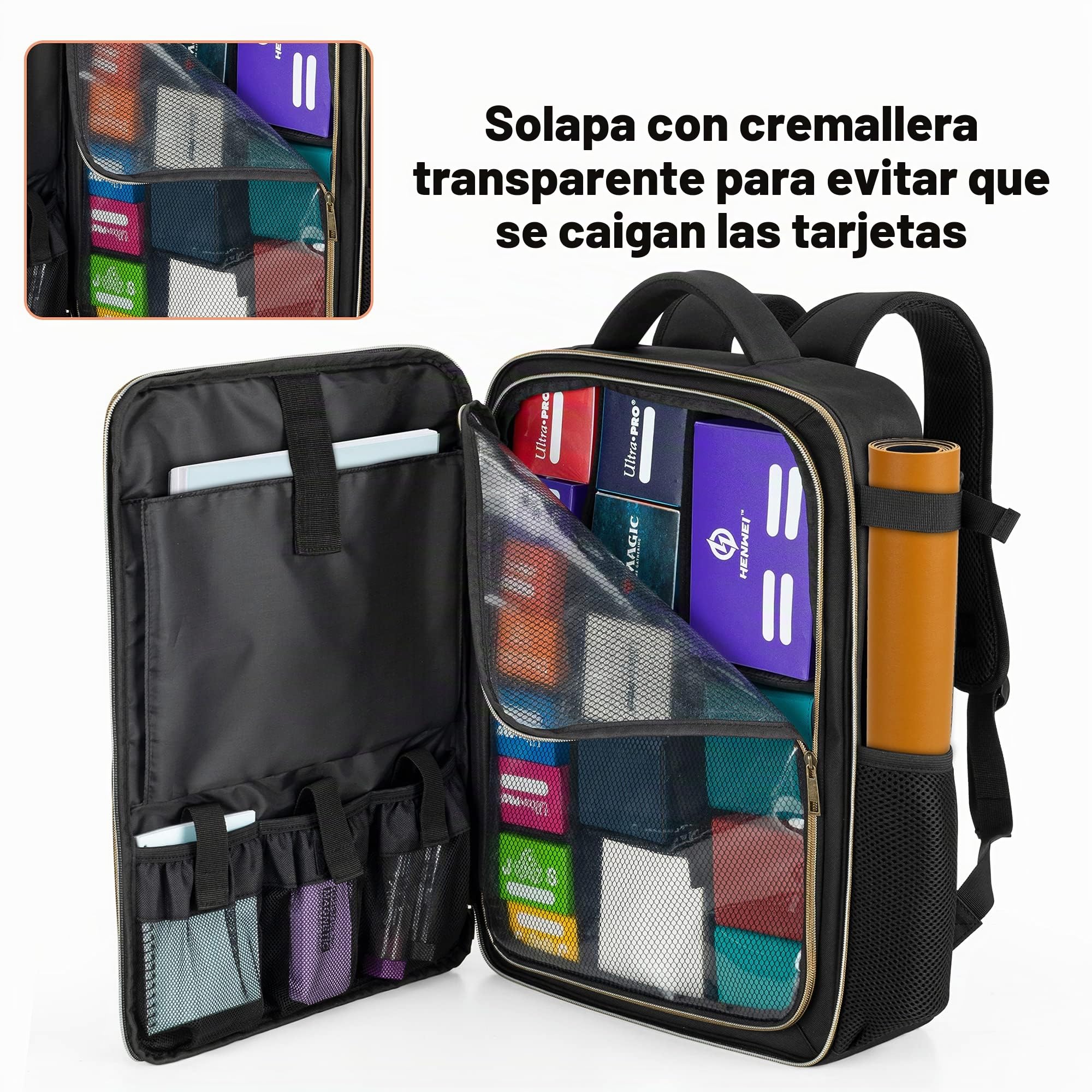Trunab Mochila para 3900 Tarjetas sin Fundas Protectoras, Estuche Cartas Magic con Divisores Ajustables Que Se Adapta al Tapete de Juego, Compatible con Cards Against Humanity-Versión Mejorada
