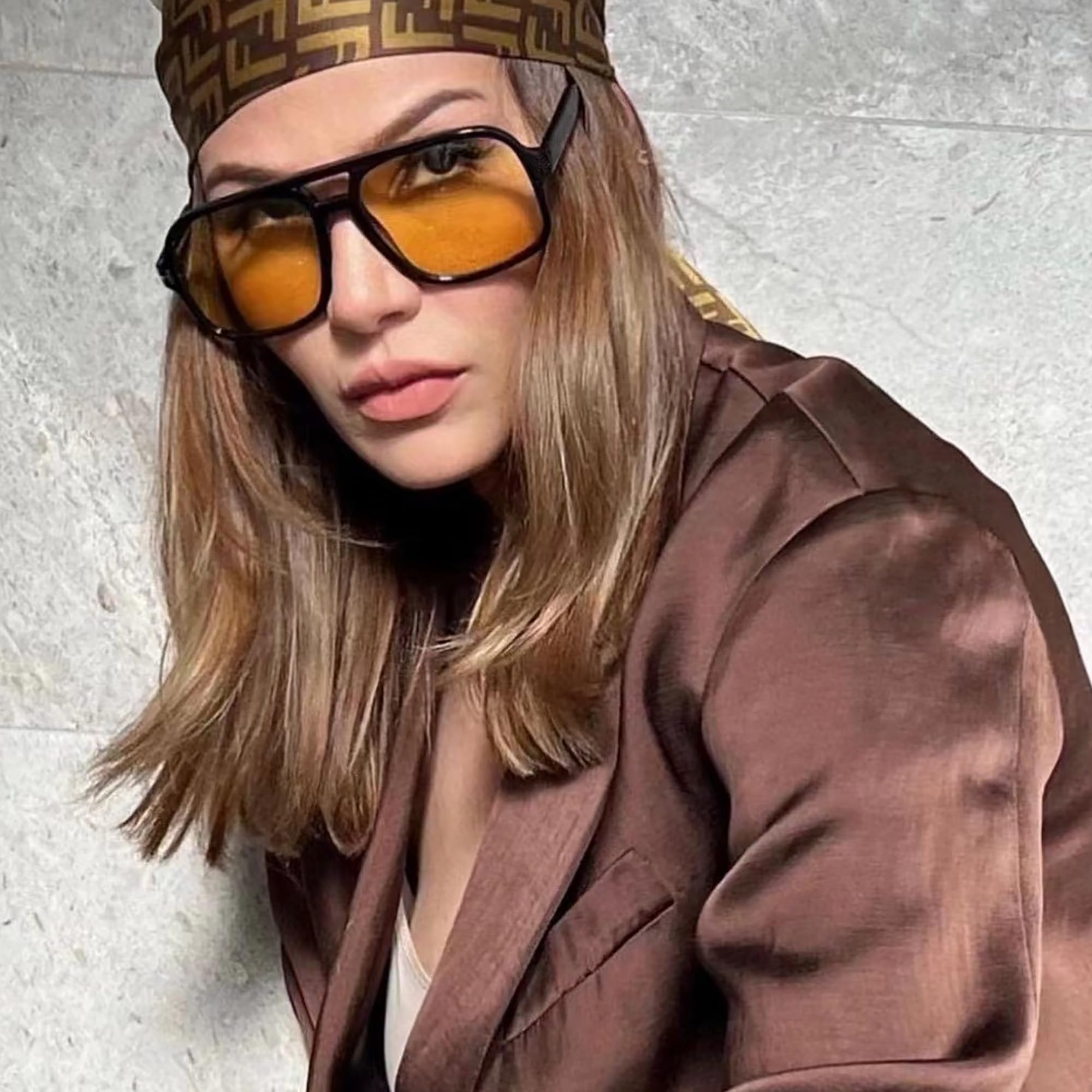 Retro Pilotenbrille Damen Herren Sonnenbrille 70er Jahre Mode Quadrat Sonnenbrille mit UV400 Schutz