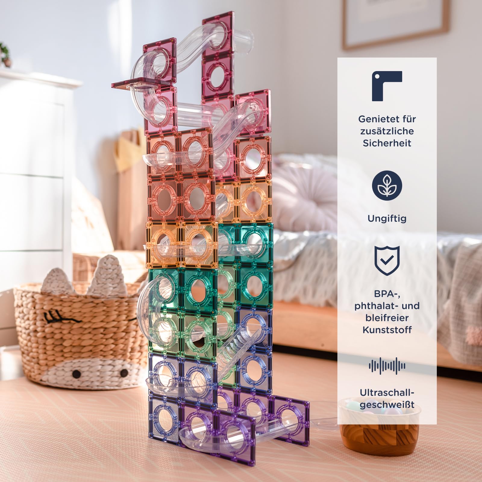 CONNETIX Magnetbausteine Pastell Ball Run Packen, 106 Stück