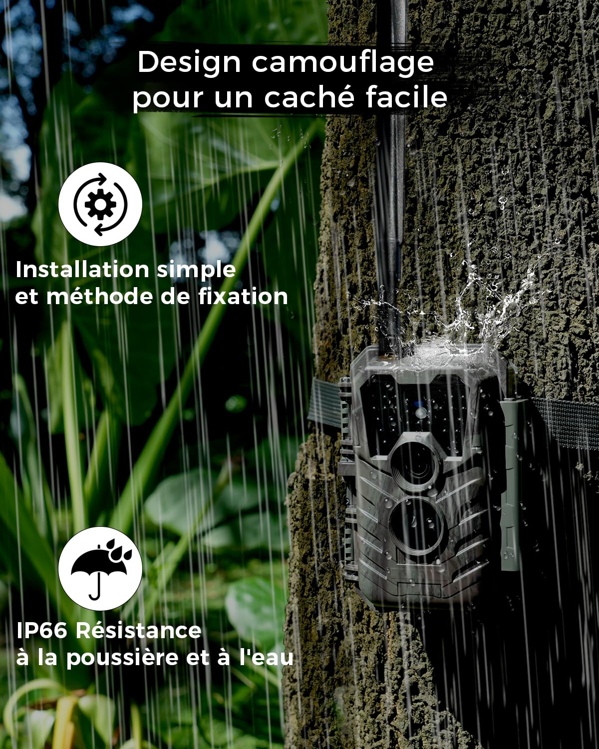 Meidase S600 4G LTE Caméra de Chasse, 48MP 1296P, Vision Nocturne 25m, Activation Mouvement 0.2s, Étanche IP66, Transmission par Application Mobile, Surveillance De Extérieurs Équipée d'une Carte SIM