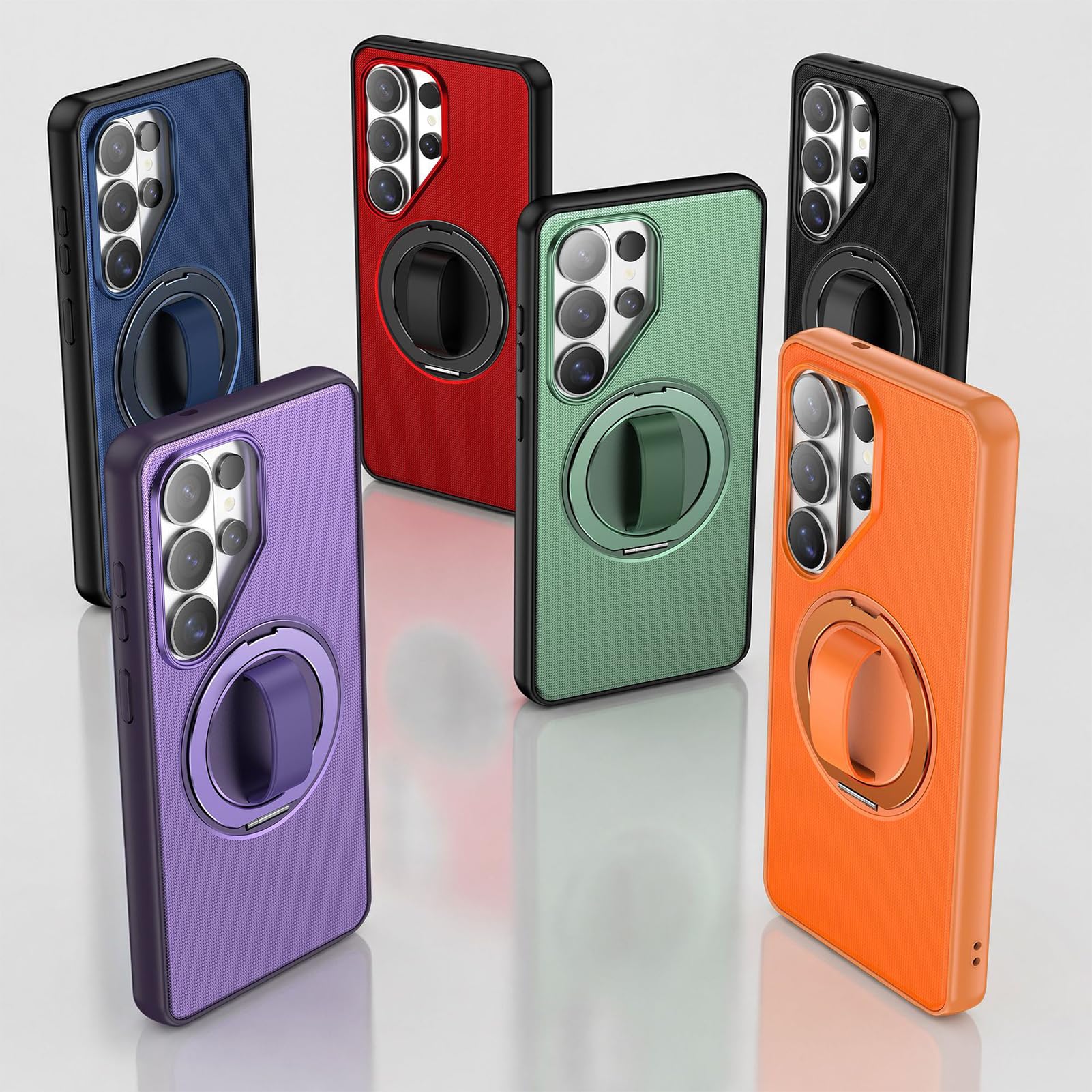 Magnetyczne etui do Samsung Galaxy S26 Ultra/S26+/S26, regulowany pasek na palec z pierścieniem ultra cienka obudowa ochronna na aparat, fioletowy, S26+