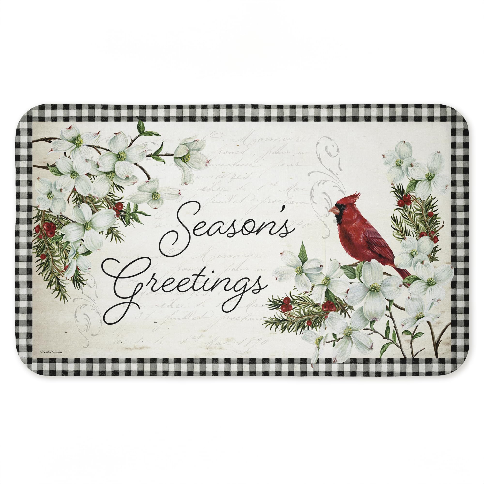 Winter Cardinals & Dogwood Anti-Ermüdungs-Fußmatte, ergonomisch gepolsterte Küchen- und Stehmatte mit Rutschfester Unterseite, umweltfreundliche Komfortmatte, Design von Danielle Murray, 76,2 x 45,7