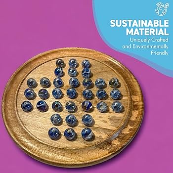 ソリティア 天然石使用 木製台座付き Amazon | Medikaison 15.7インチ 特大ソリティアマーブルゲーム