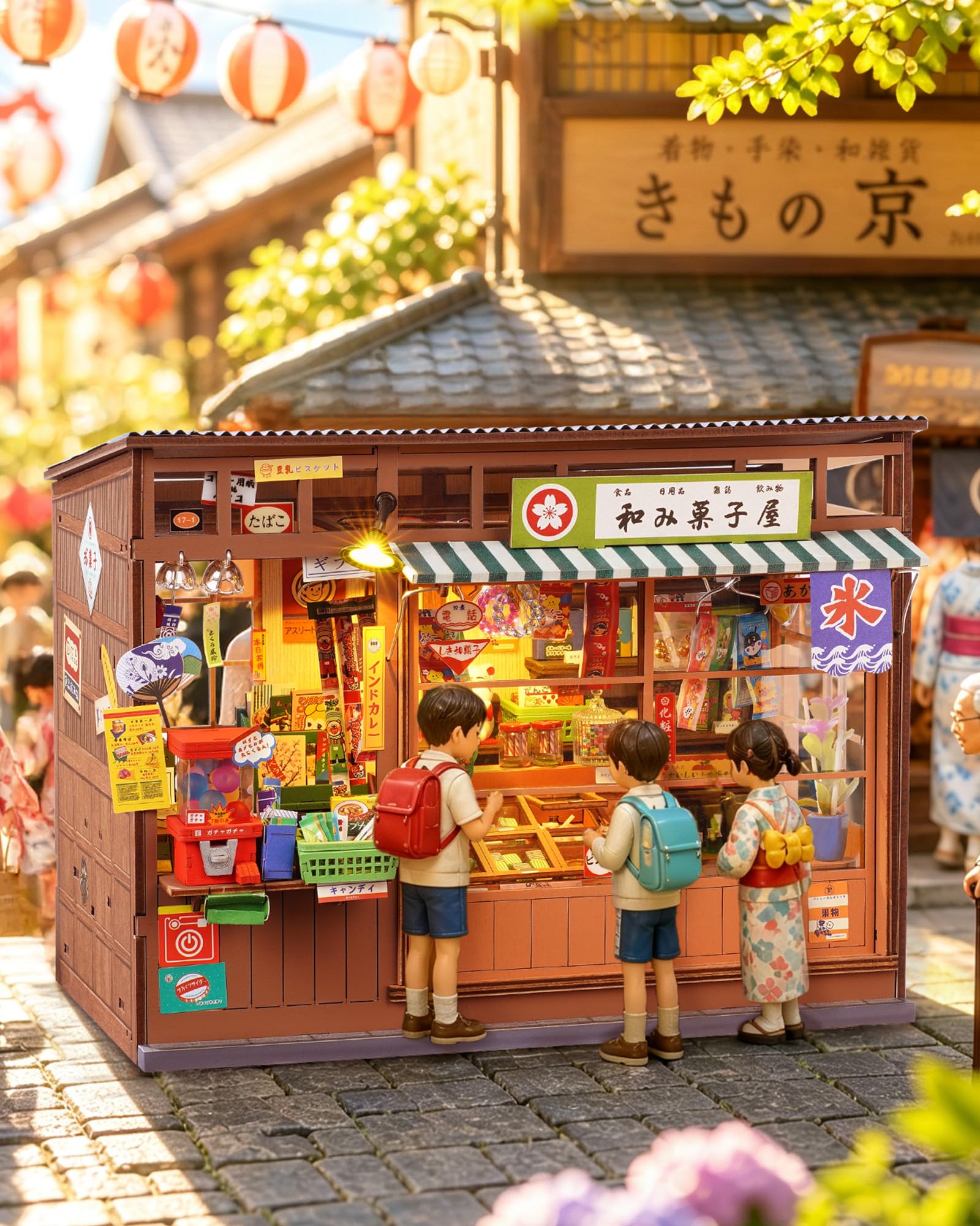Rolife Book Nook Japan Nostalgic Corner Shop, DIY Miniature House con LED